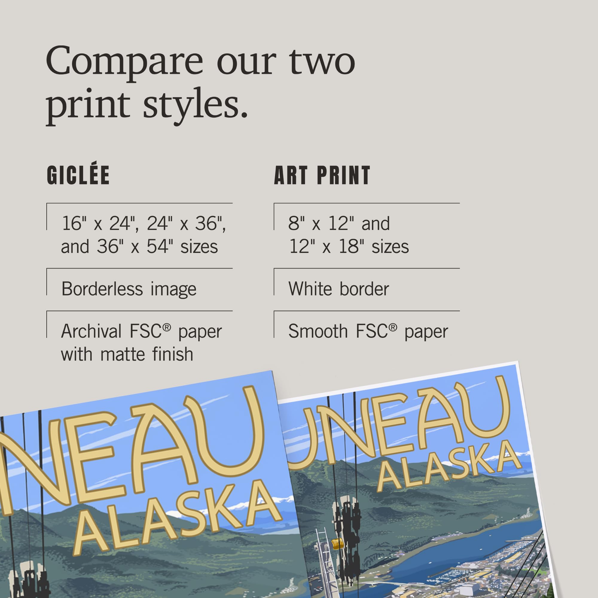 Lantern Press 16x24 Inch Giclee Art Print - Juneau Alaska Landscape with Mt. Roberts Tramway - Premium Wall Decor for Living Room, Bedroom & Office