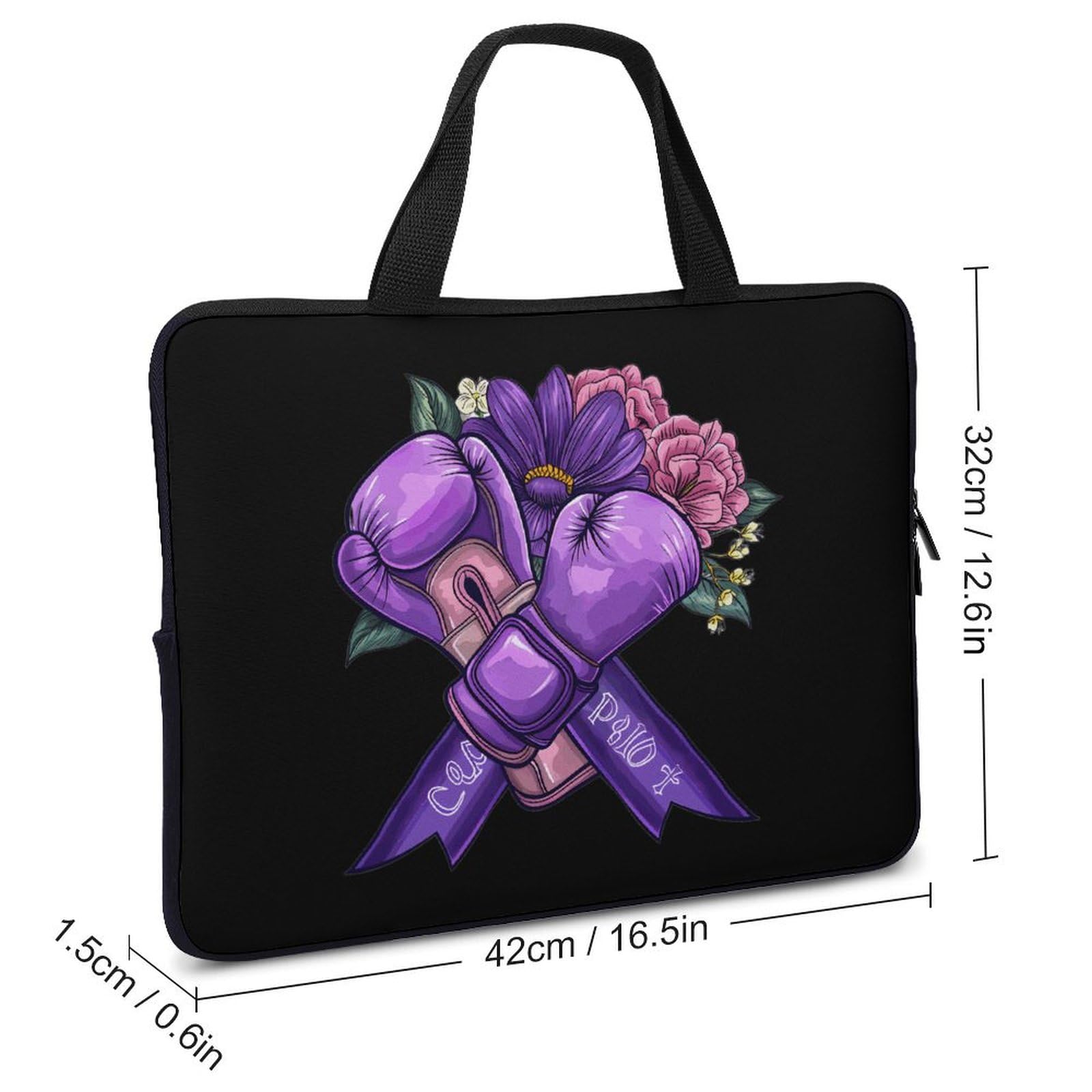 Purple Ribbon Boxing Gloves Laptop Tote Bag - 17 Inch Portable Notebook Carrying Case with Computer Protection - Perfect for Work, School, Gym & Travel