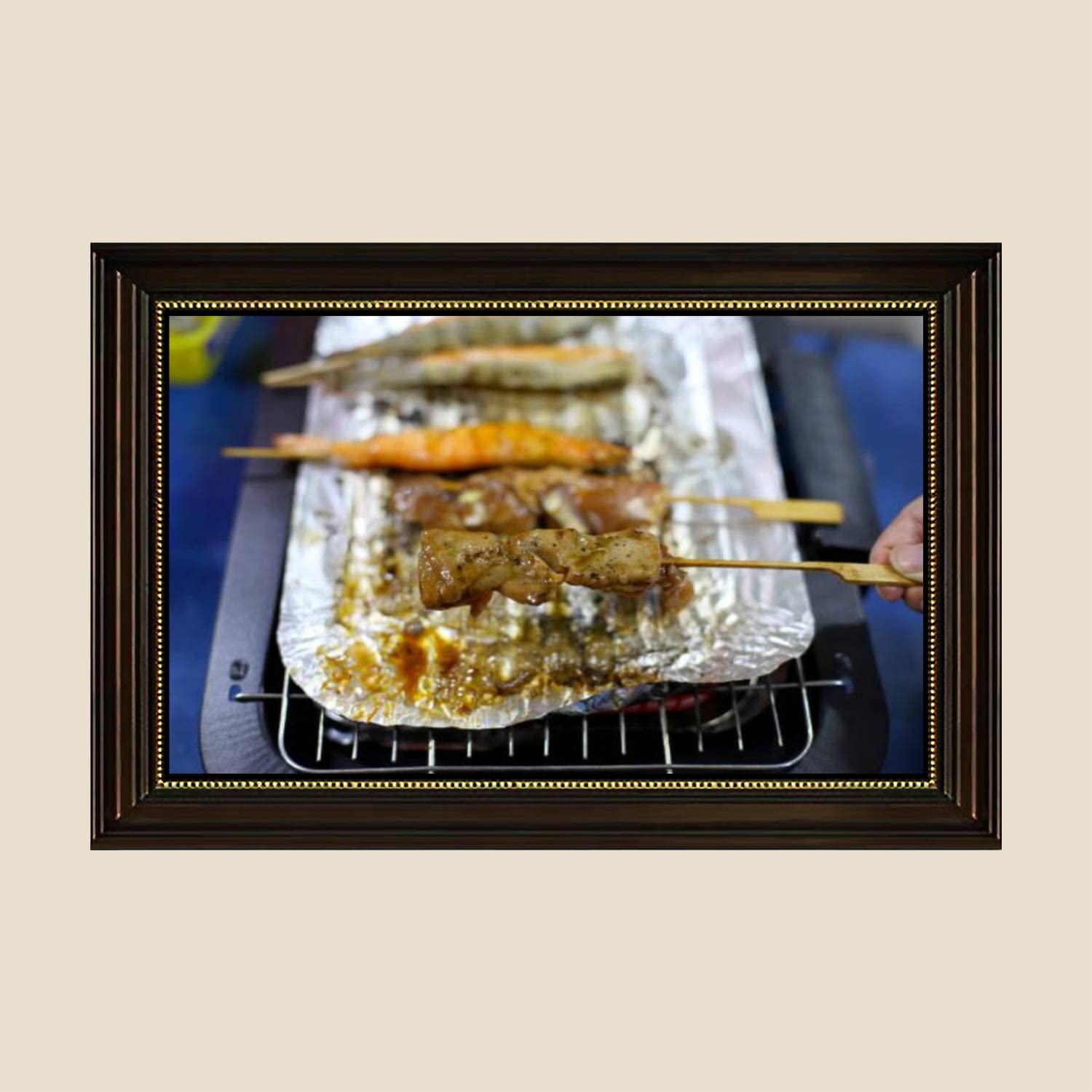 Vintage BBQ at Home Canvas Wall Art Print - Ready to Hang Retro Kitchen Decor Painting Poster (24x36 Inch) for Living Room, Dining Room & Man Cave Decorations - Perfect for Grill Lovers & Home Interior Design