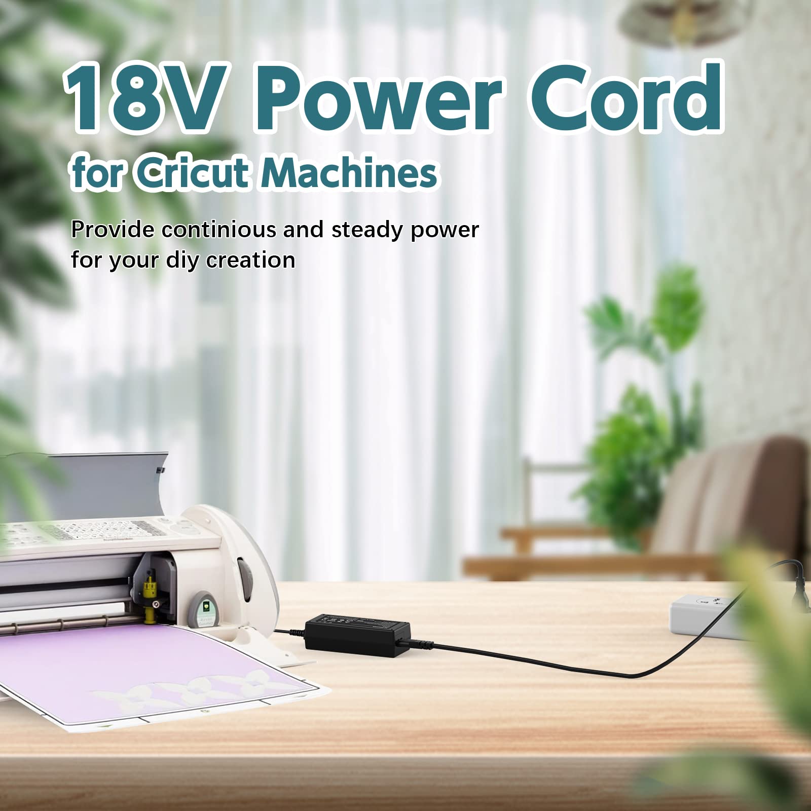 Original Cricut 18V Power Adapter Replacement for Explore Air 2/Maker/Expression2/Create/Cake/Mini/Original/One - Black Power Cord for DIY Crafting, Scrapbooking & Vinyl Cutting Projects