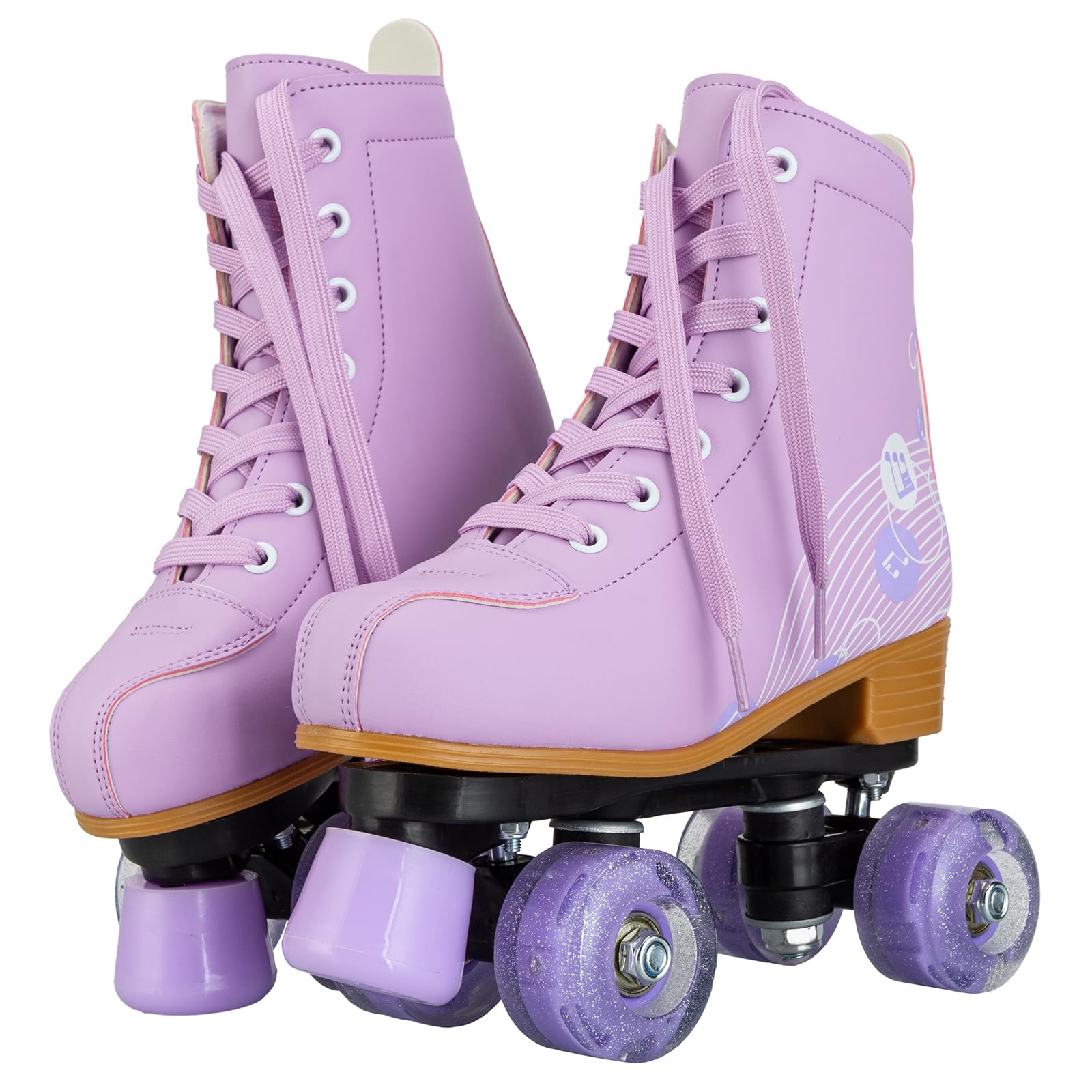 Best Light Up Roller Skates for Girls & Women - Cozy PU Leather Pink & Purple Skates for Indoor & Outdoor Use - Perfect for Youth Beginners Ages 8-12 - Great for Rink, Park, Birthday Gifts & Fitness Fun