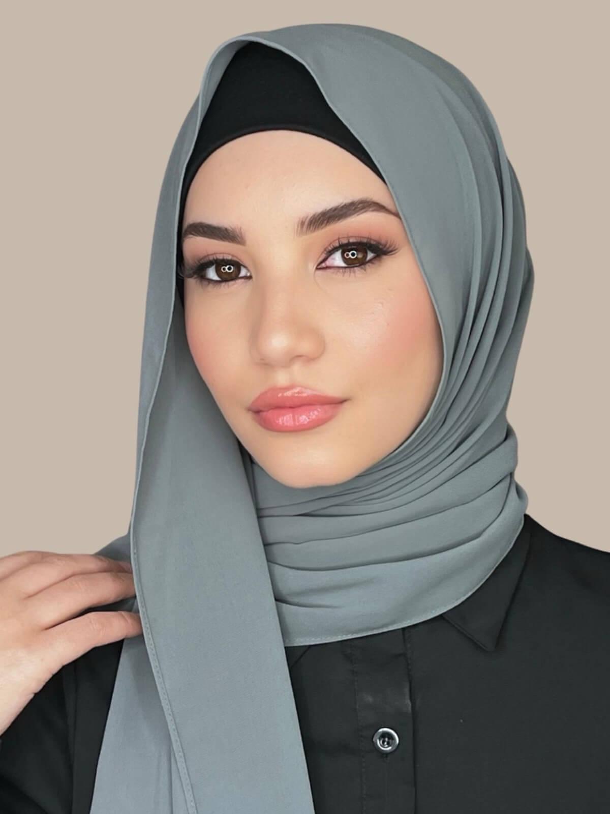Elegant Classic Chiffon Hijab Scarf - Charcoal Gray - Perfect for Daily Wear, Prayer & Special Occasions