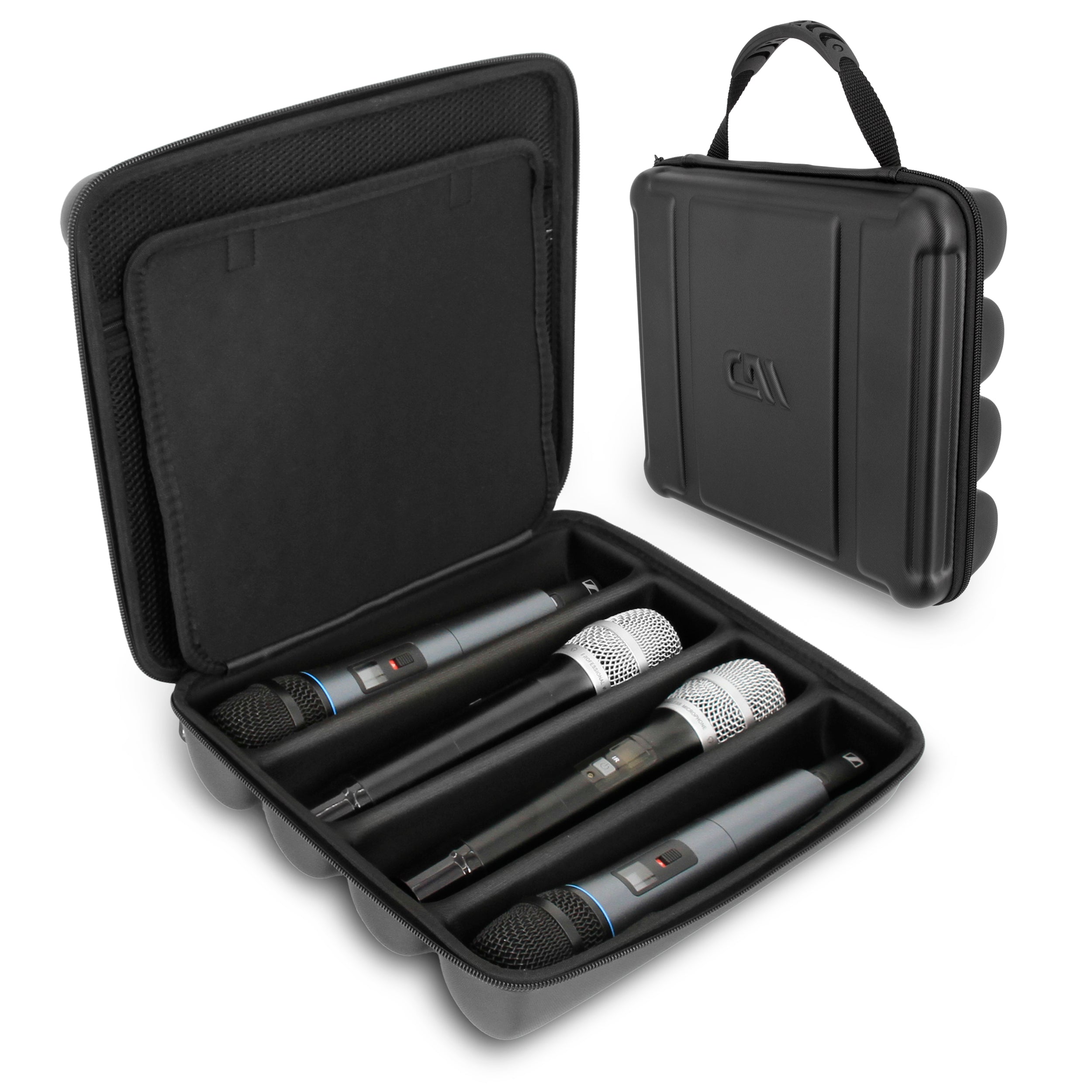 CASEMATIX Wireless Microphone Case - Compatible with Sennheiser, Shure & More (Holds 4 Mics Up to 10.75