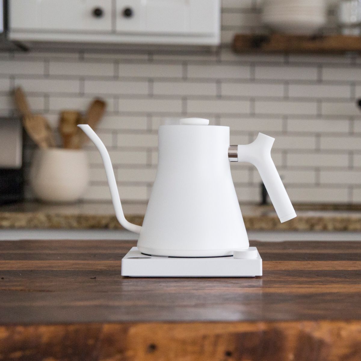 Fellow Stagg EKG Electric Gooseneck Kettle - Premium Temperature Control, Fast Boiling, 120V for US - Perfect for Pour Over Coffee, Tea Brewing & Home Kitchen Use (White)