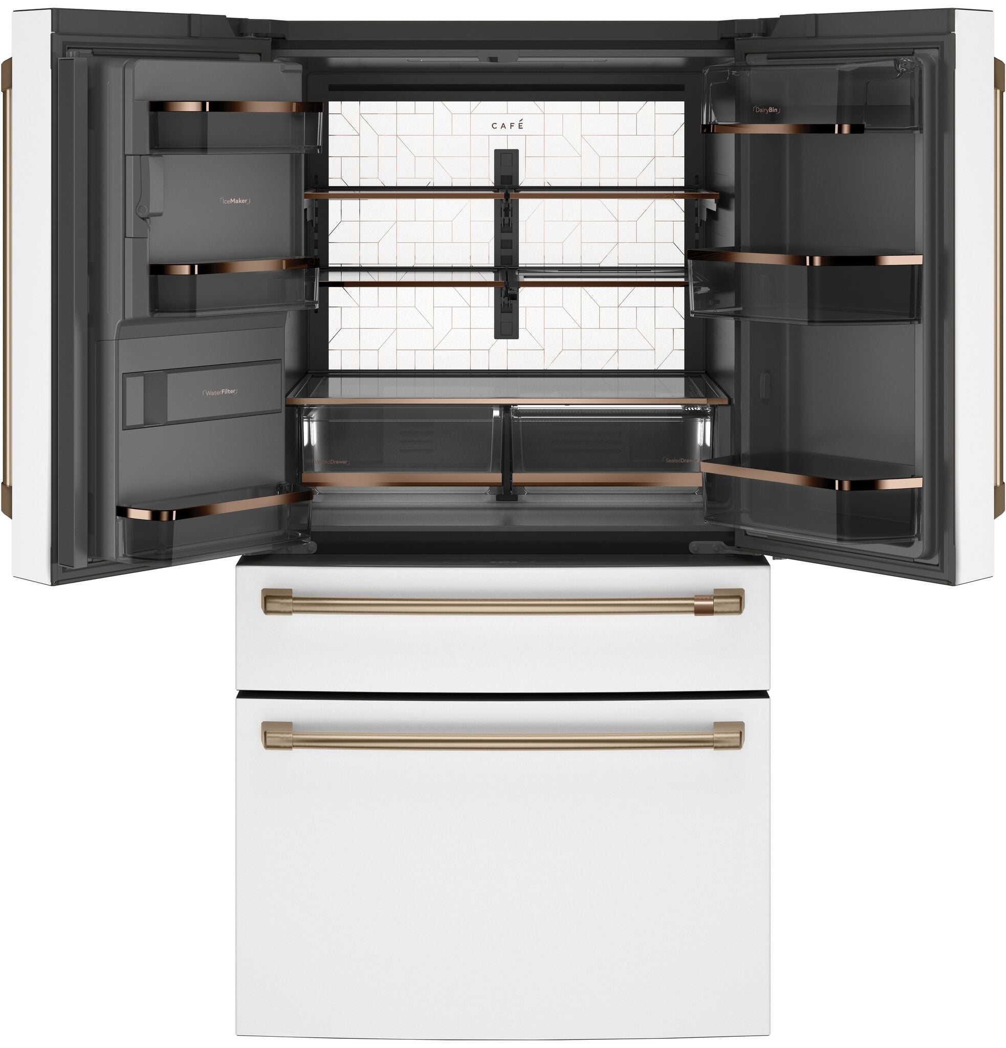Matte White Smart Counter Depth 4-Door French Door Refrigerator - 22.3 Cu.Ft Capacity (CXE22DP4PW2) - Perfect for Modern Kitchens & Open-Concept Homes