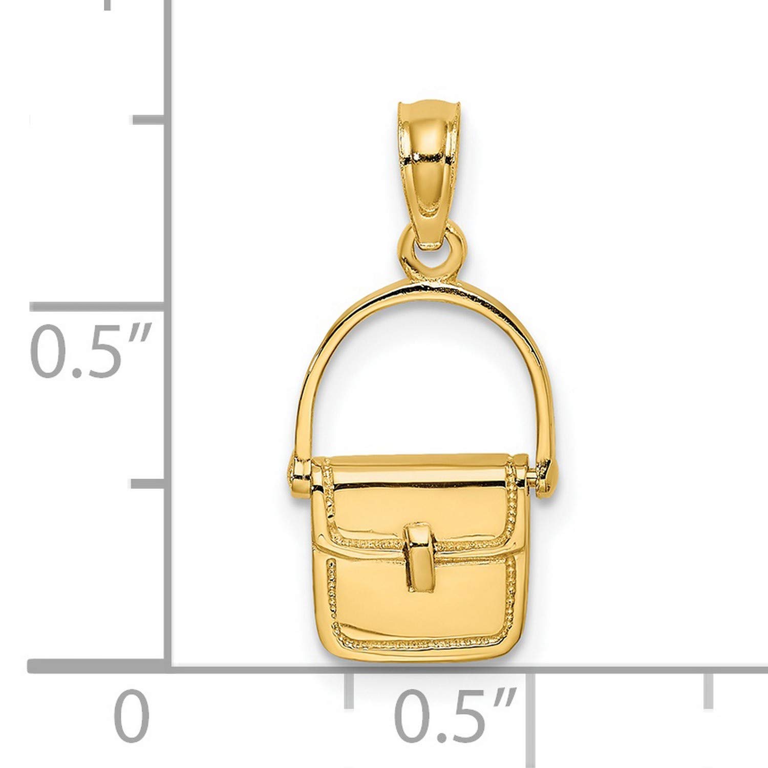 3D Moveable Polished Purse Charm in Real 14K Yellow Gold - Elegant Handbag Accessory for Women's Fashion & Gift Giving