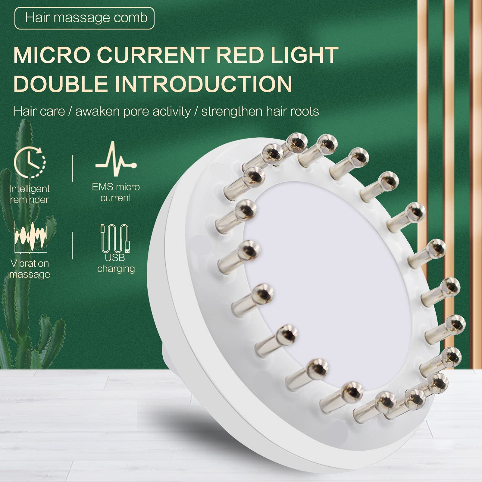 Electric Scalp Massager with Vibration & Color Light - Handheld Head Massage Comb for Hair Growth, Stress Relief & Relaxation - Perfect for Home, Office & Travel Use