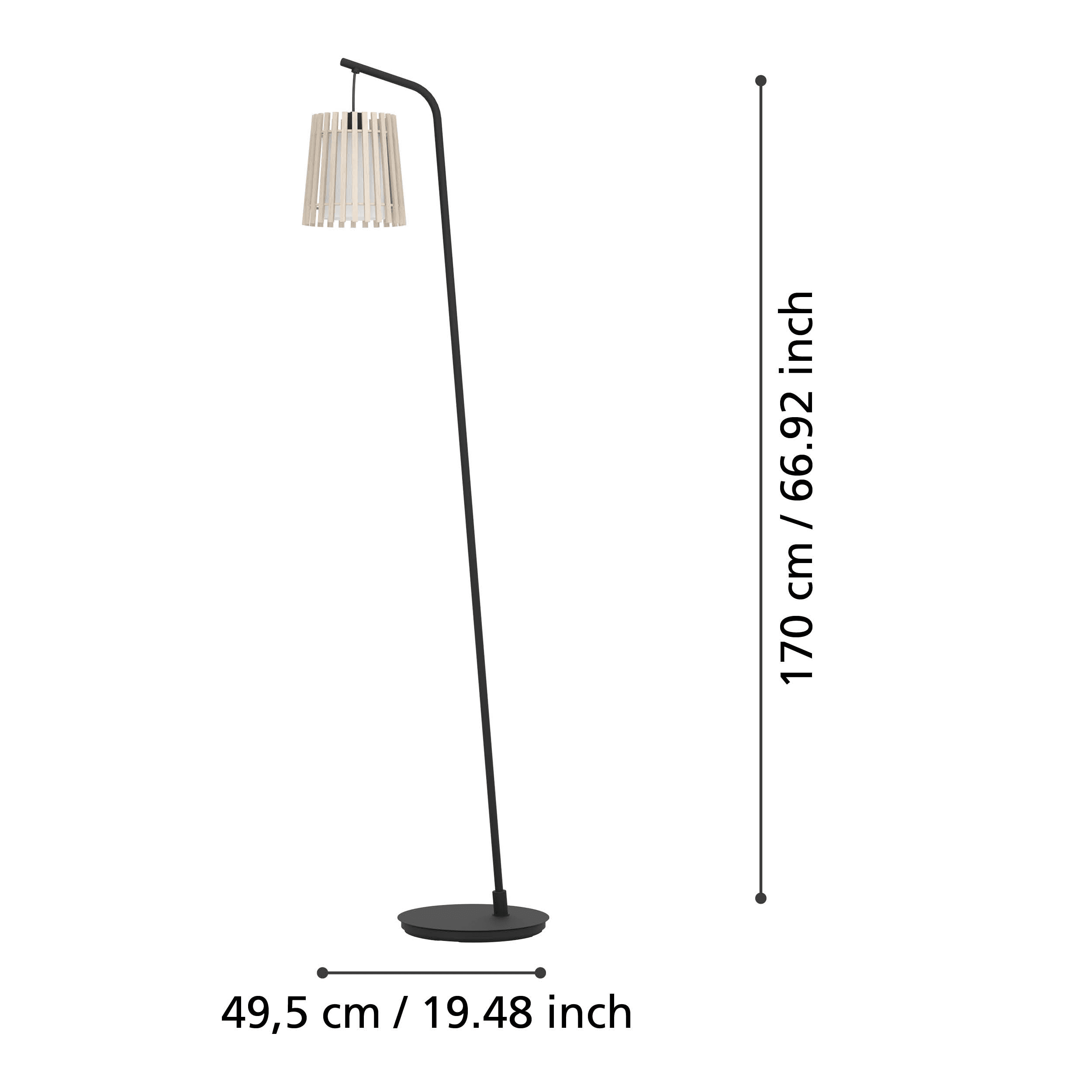 Eglo Fattoria Modern Black Floor Lamp with Wooden Base & Fabric Shade - Perfect for Living Room, Bedroom, or Office Lighting Decor