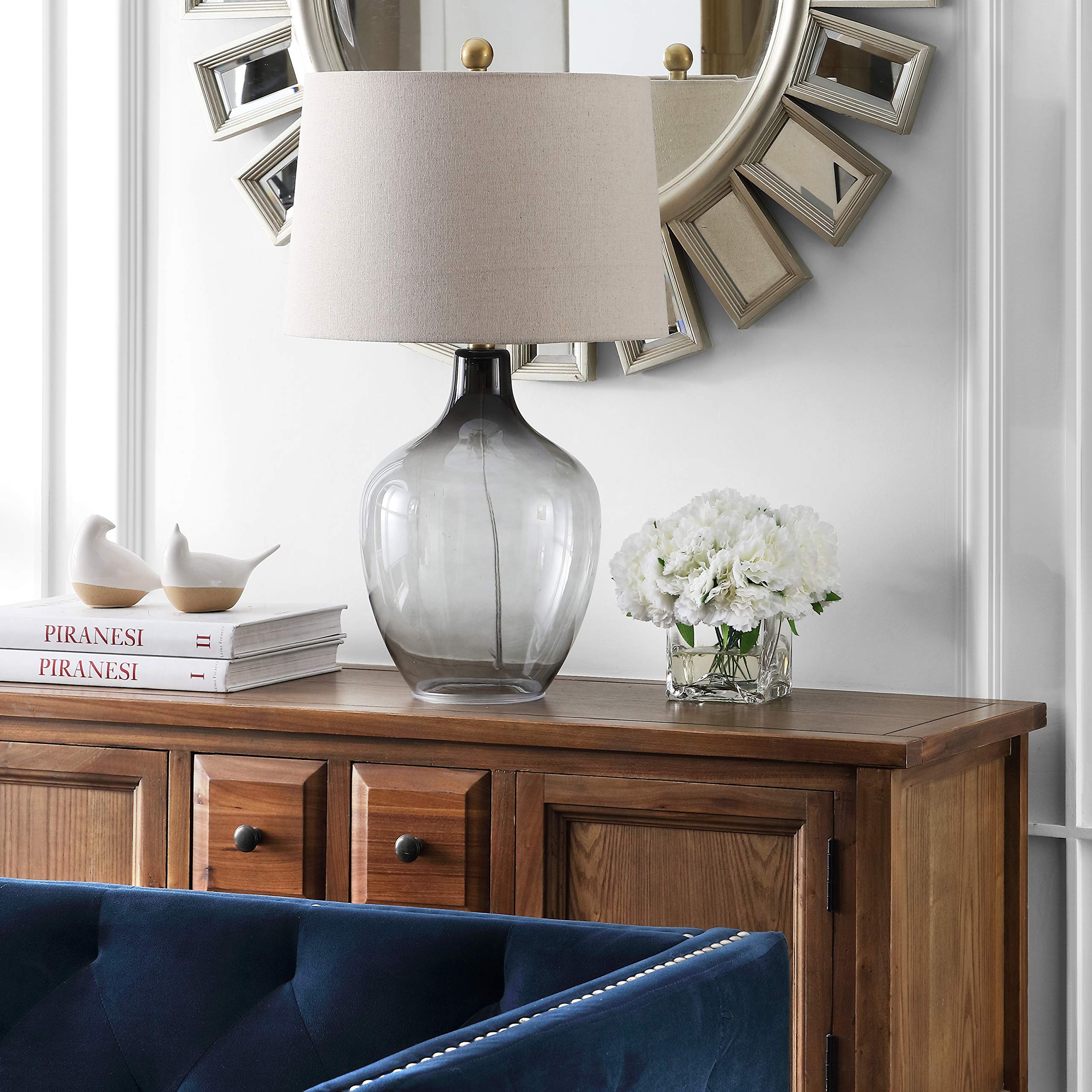 SAFAVIEH Larzen Ombre Grey Glass 25-inch Table Lamp with LED Bulb - Modern Lighting for Bedroom, Living Room, Home Office & Nightstand - Perfect for Reading, Working & Ambient Decor