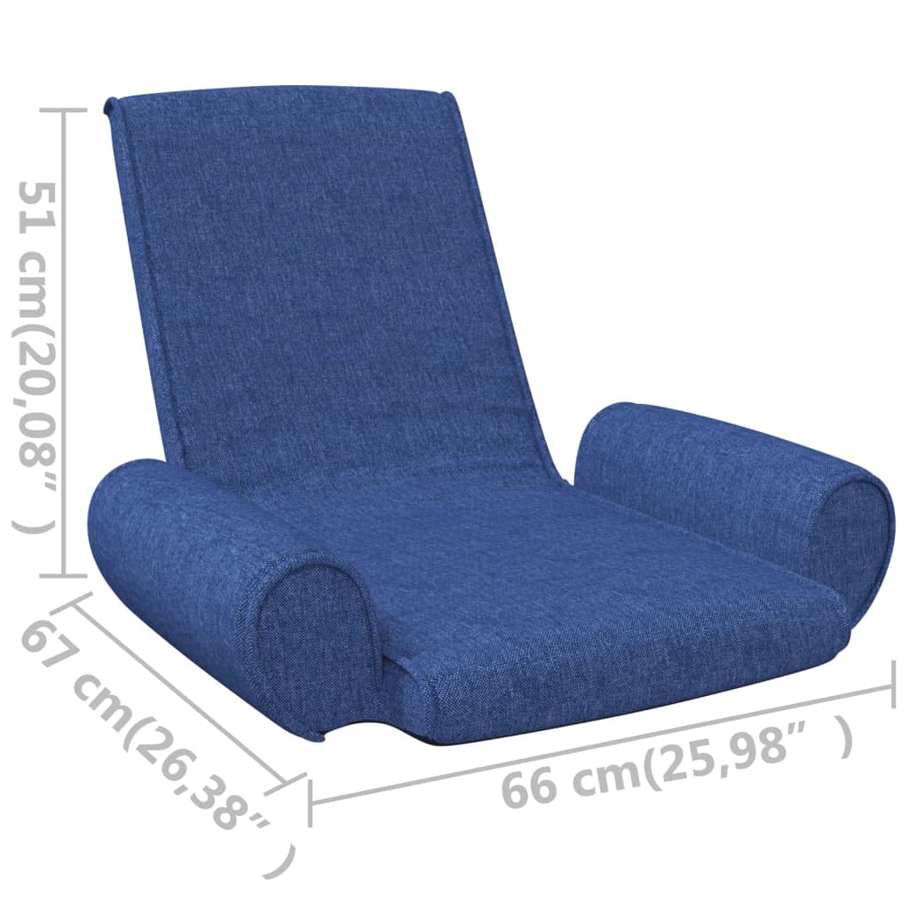 SKM Folding Floor Chair - Blue Fabric Padded Seat for Adults, Foldable Floor Sofa with Back Support, Comfortable Floor Seating for Living Room, Bedroom, Yoga & Meditation