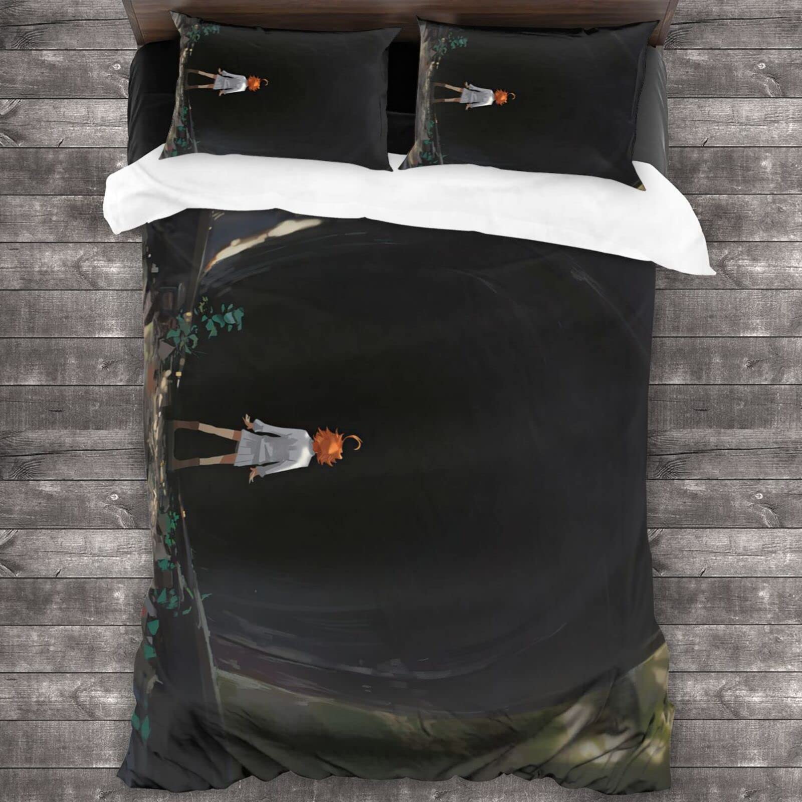 The Promised Neverland Anime Bedding Set - 3 Piece Super Soft Duvet Cover & Pillowcases for All Seasons | Japanese Manga Inspired Comforter Set (1 Duvet Cover + 2 Pillowcases) | Perfect for Anime Fans' Bedroom, Dorm Room or Gift