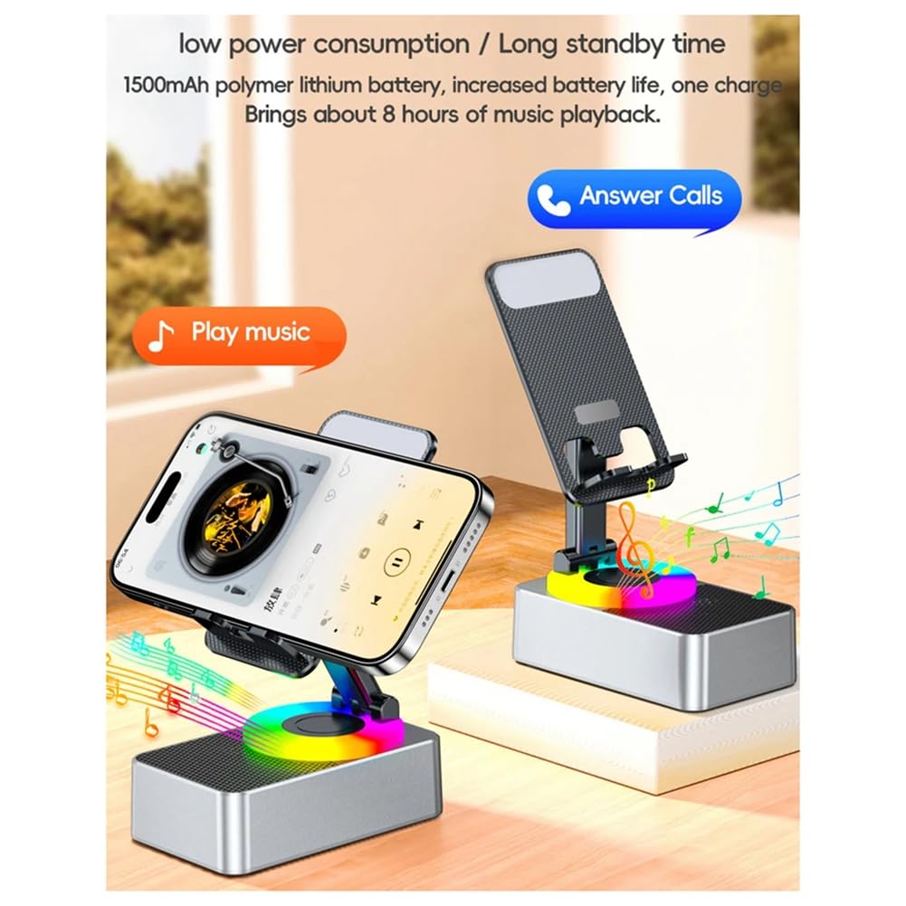 Sichuny 3-in-1 Mobile Phone Holder with Built-in Power Bank & Bluetooth Speaker - Foldable, Rotating Desktop Stand for Hands-Free Calling & Music Playback - Perfect for Home, Office, and Car Use