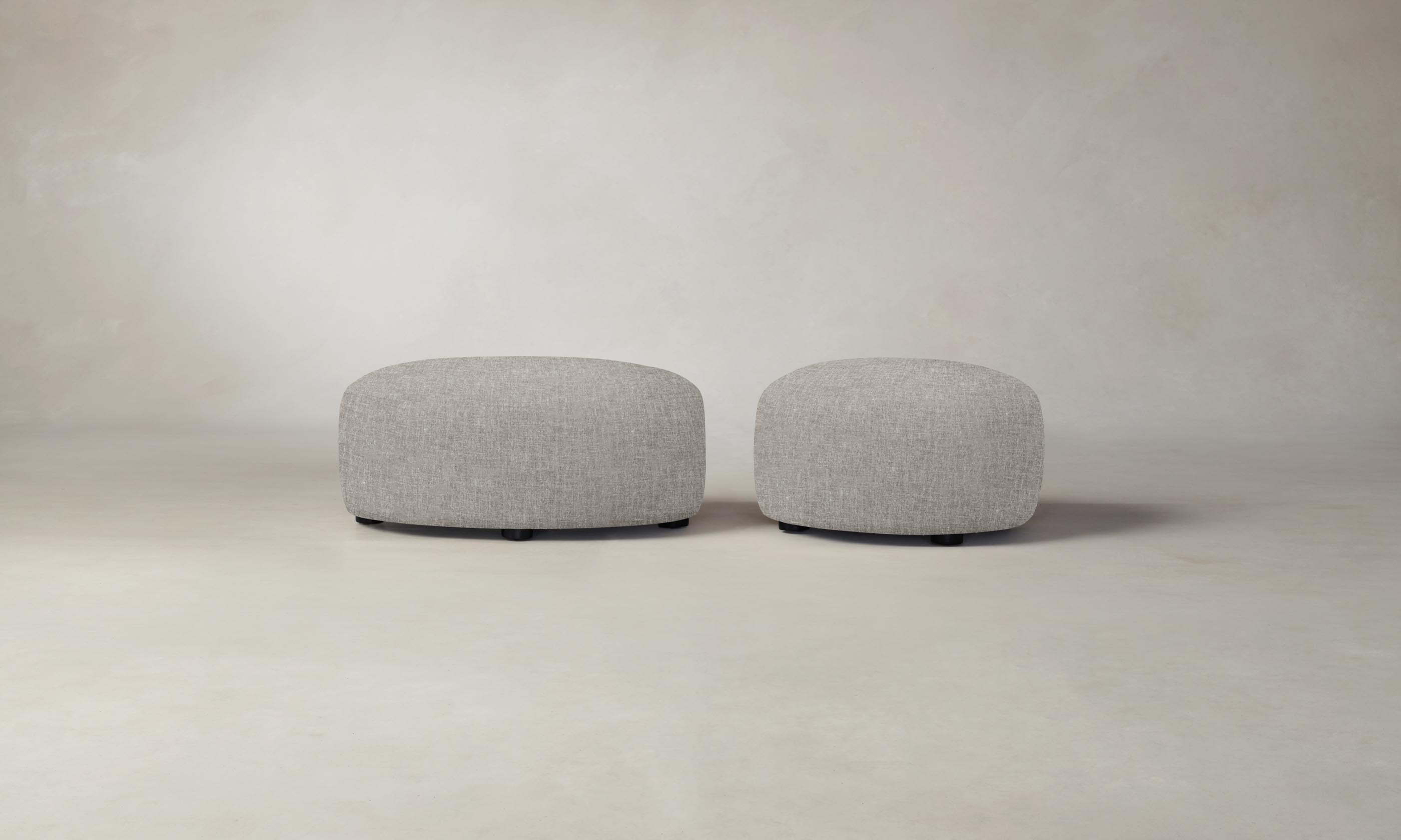 Heritage Belgian Linen Agate Chelsea Ottoman - Elegant Footrest & Storage Bench for Living Room, Bedroom or Entryway