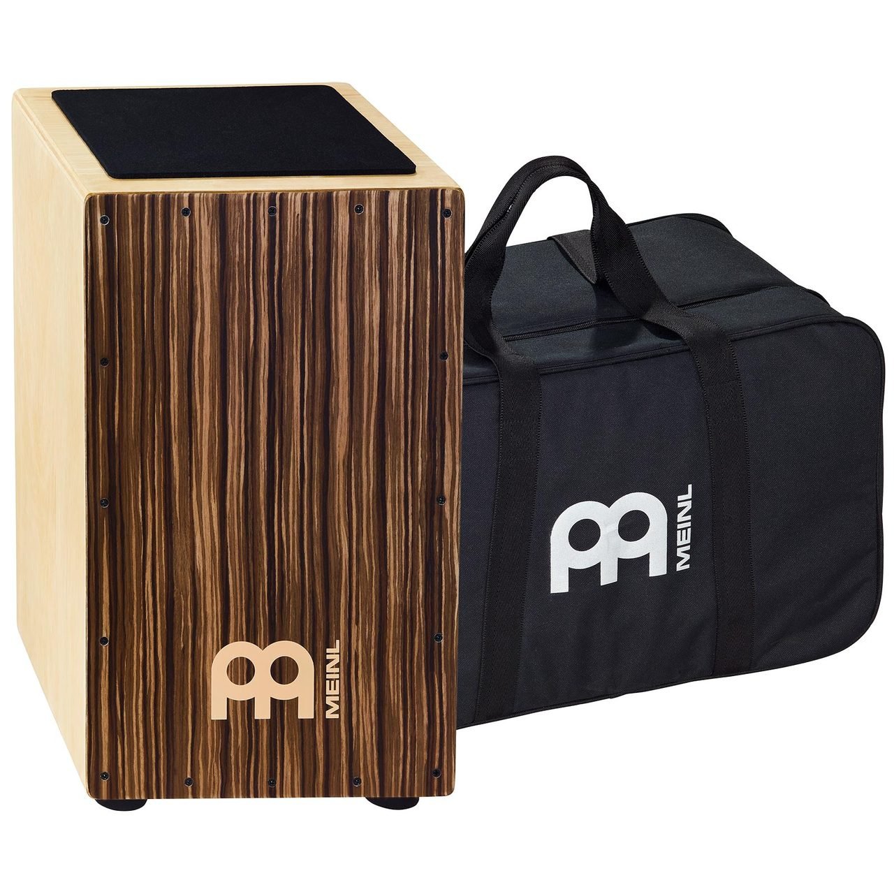 Meinl Percussion CAJ3SU-M+BAG Medium Size Striped Umber String Cajon with Carry Bag - Perfect for Live Performances, Studio Recording & Acoustic Jam Sessions