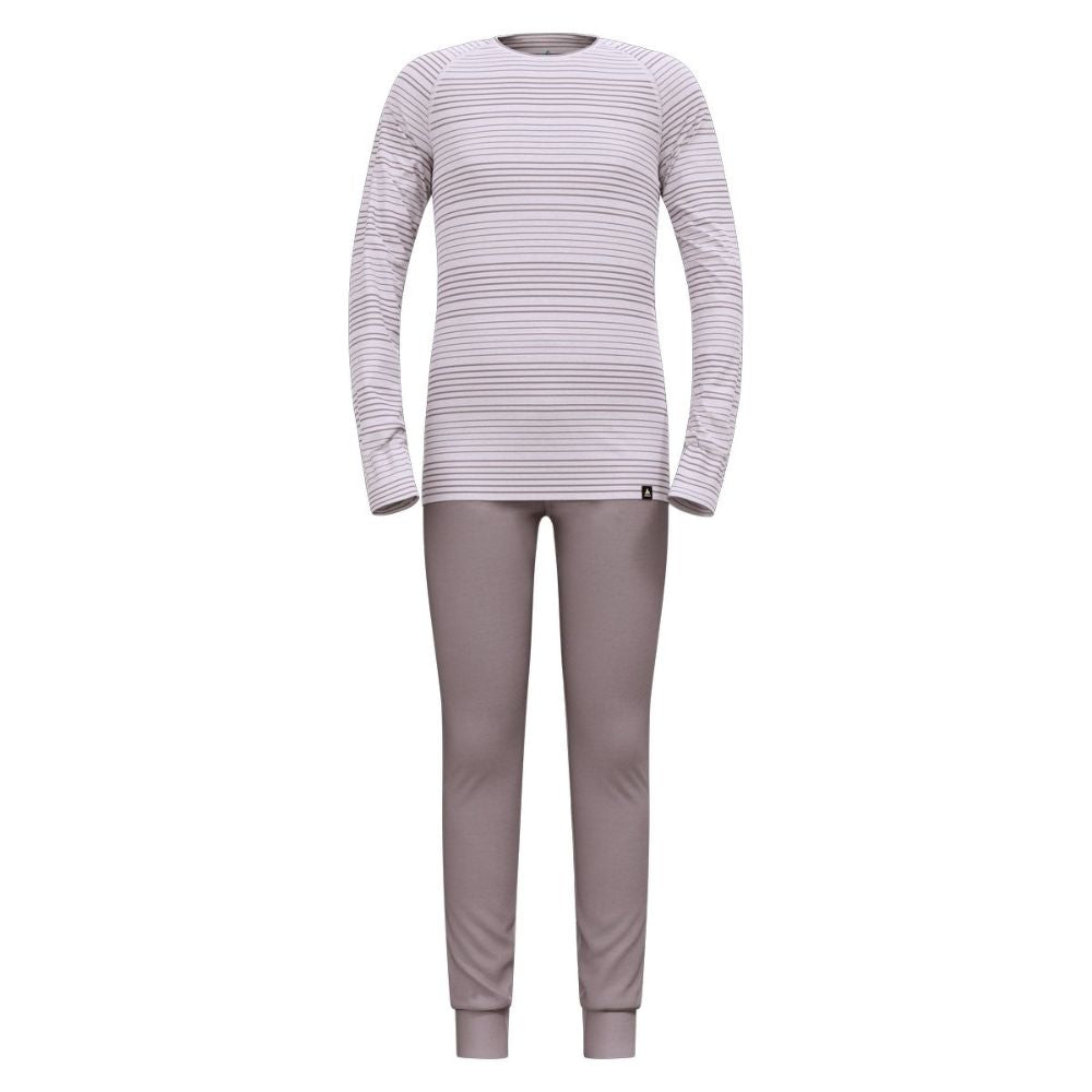 Odlo Kids Thermal Base Layer Set - Misty Lilac & Grey | Warm Winter Underwear for Boys & Girls | Perfect for Skiing, Snowboarding & Outdoor Activities