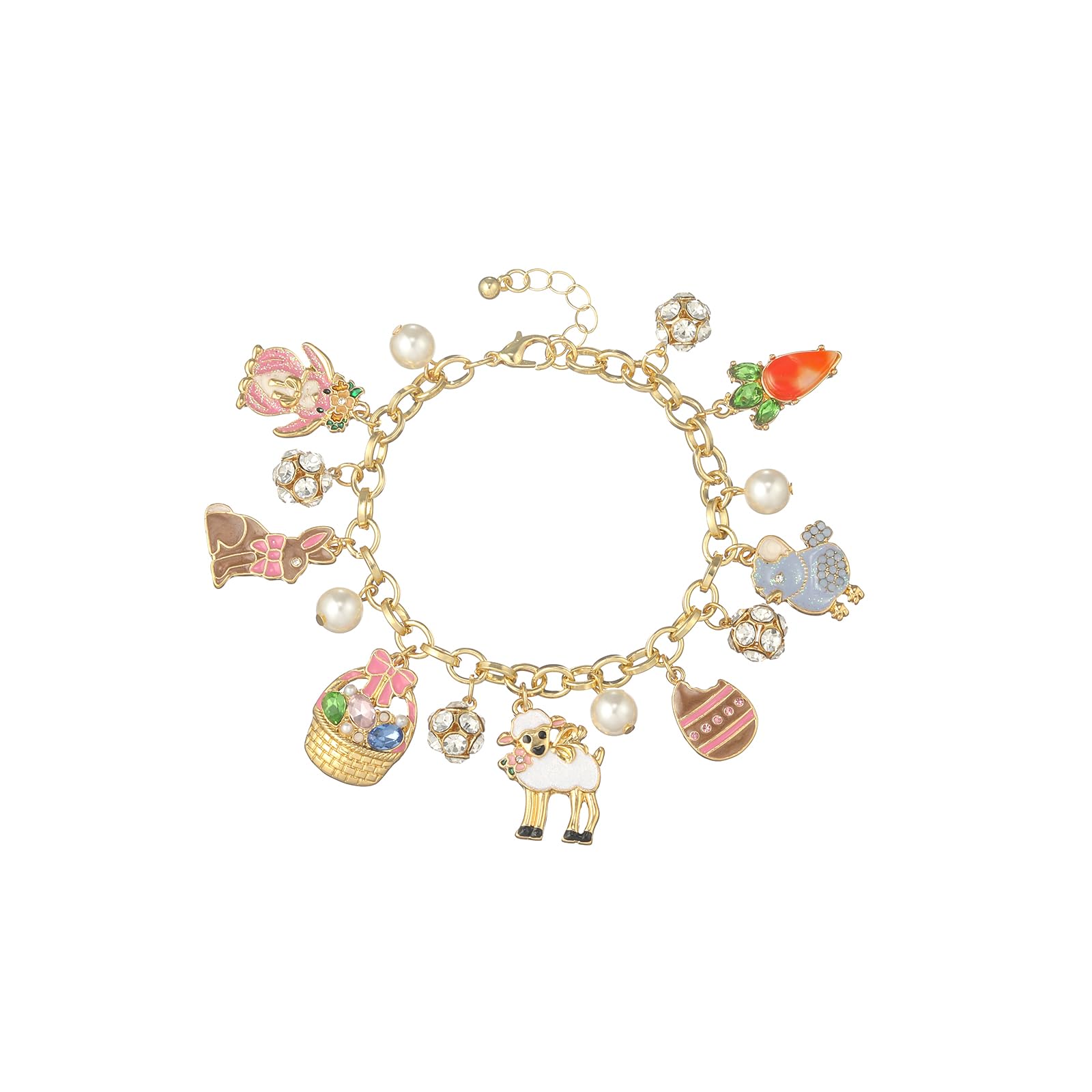Madison Tyler Gold Charm Bracelet for Women - Cute Bunny Rabbit Easter Bracelet with Colorful Beads | Stylish Gold Chain Jewelry Gift for Her | Perfect for Easter Gifts, Birthday Presents & Everyday Wear