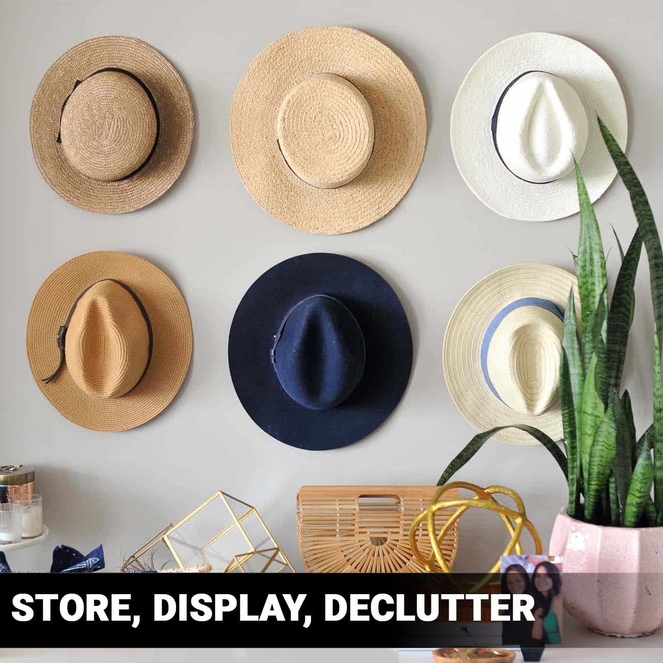 2 Pack Walnut Wood Wall Mounted Hat Hanger - Cowboy, Baseball, Fedora & Trucker Hat Organizer with Minimalist Design | Perfect for Western Décor, Entryway Storage & Hat Display Rack (Also Holds Headphones & Towels)