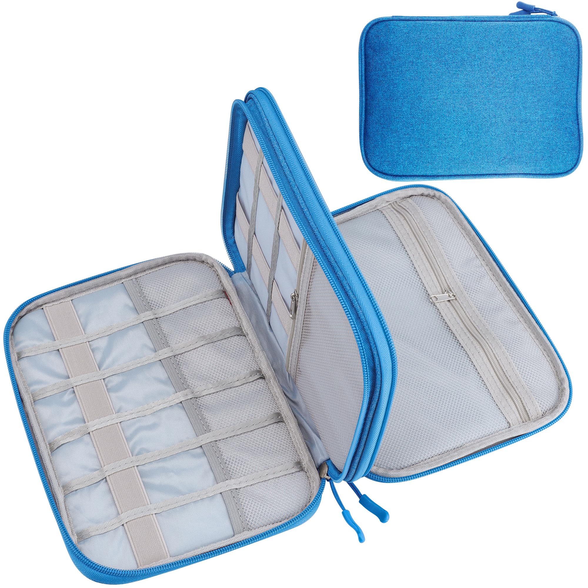 Teskyer Waterproof Travel Organizer Bag for Electronics & Cables - 9.6 x 6.9 Inch Sky Blue Travel Accessories - Perfect for Men & Women Travel Essentials, Business Trips, Vacations & Daily Commute