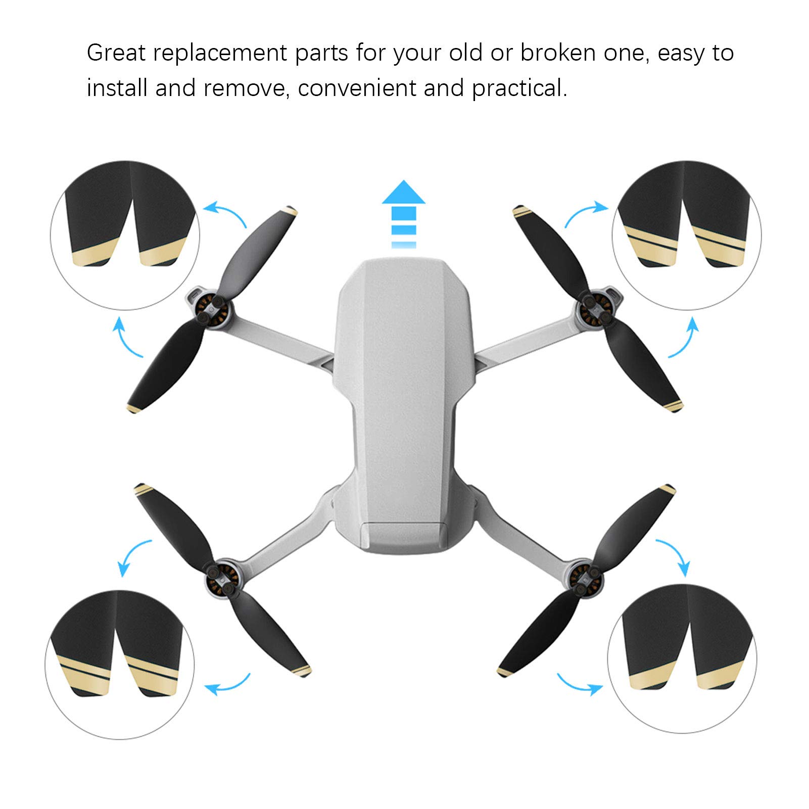 2 Pairs of Gold Drone Propellers for DJI Mavic Mini 2 - High Performance Replacement Blades for Smooth Flight - Perfect for Aerial Photography & Outdoor Adventures