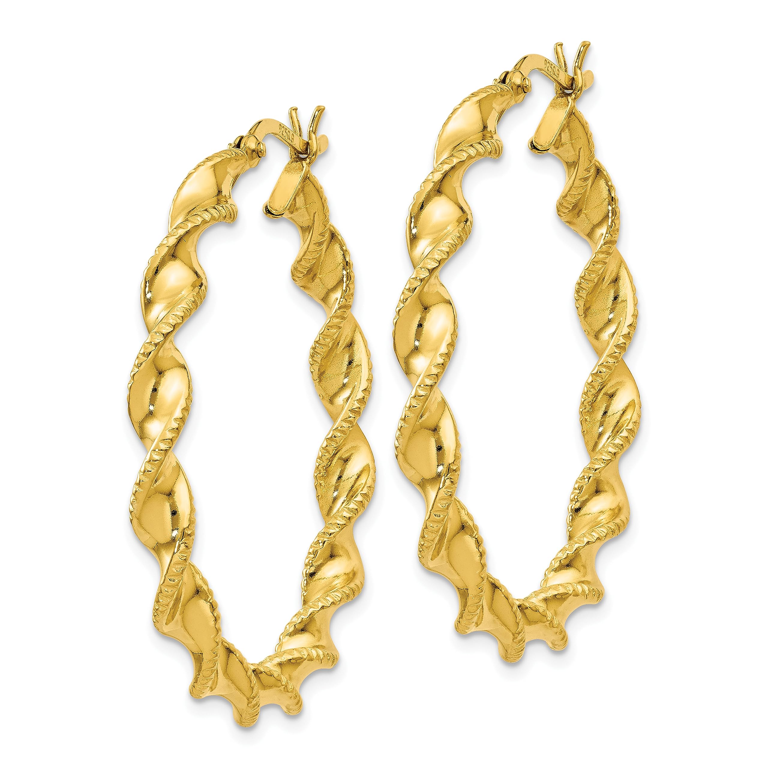 925 Sterling Silver Gold Twisted Round Medium Hoop Earrings for Women - Trendy Chunky Statement Jewelry for Everyday Wear, Parties & Gifts