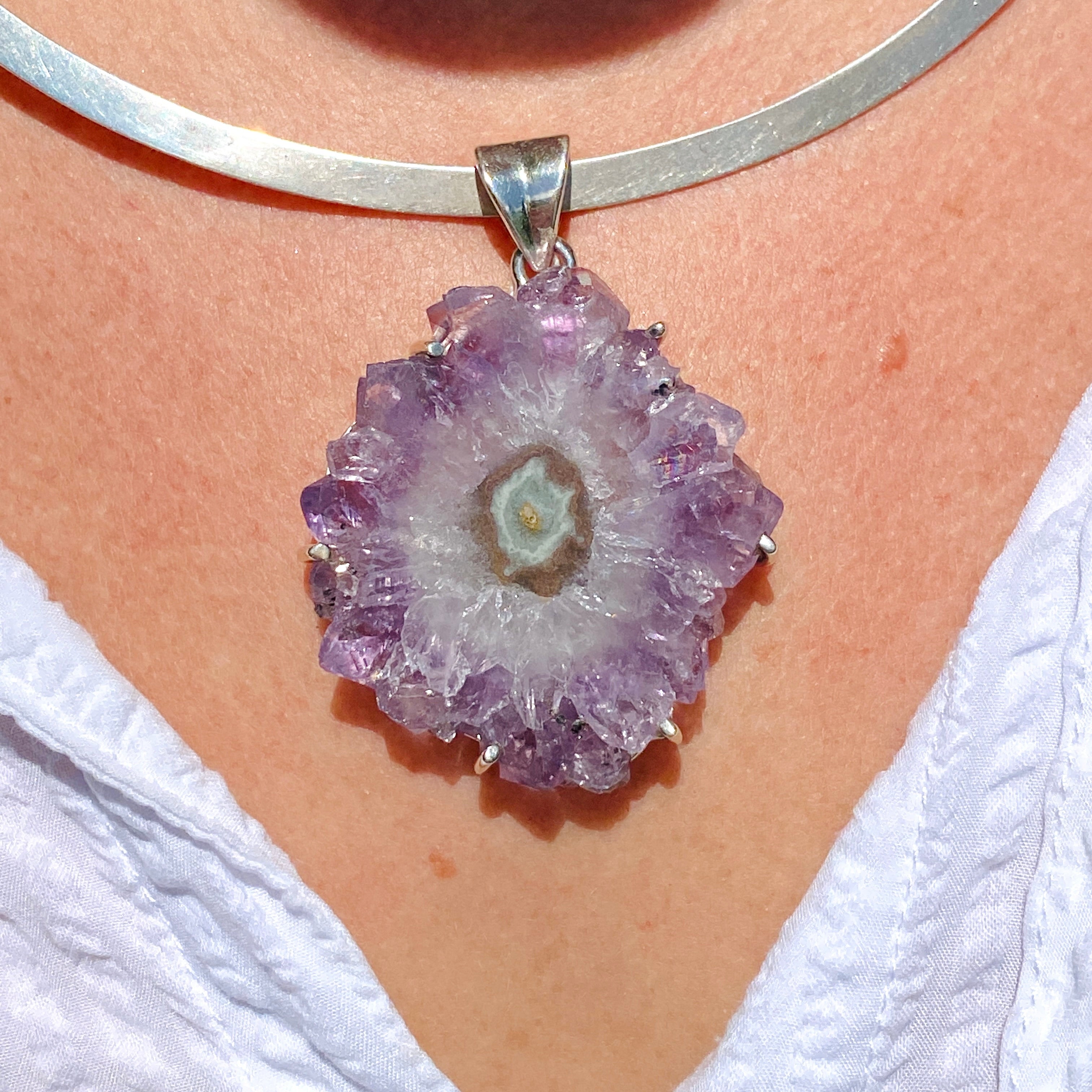 52mm Amethyst Stalactite Pendant Necklace - Natural Crystal Jewelry for Women, Spiritual Healing & Meditation Accessory | Perfect for Yoga, Reiki, and Energy Balancing