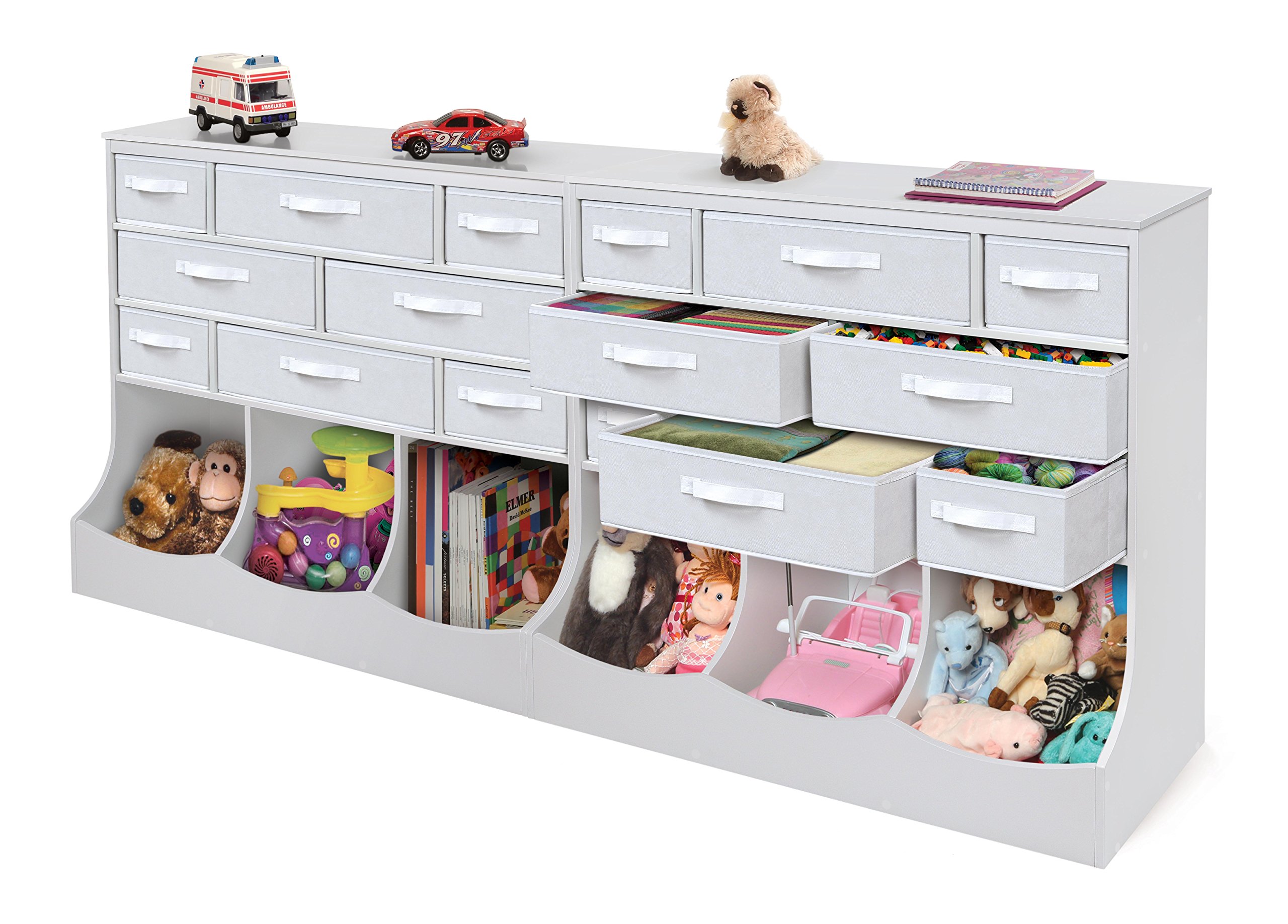 Badger Basket Storage Station with 8 Bins & 3 Baskets - Versatile Organizer for Toys, Crafts, Clothes & Home Organization - Perfect for Kids Room, Playroom & Nursery Storage Solutions