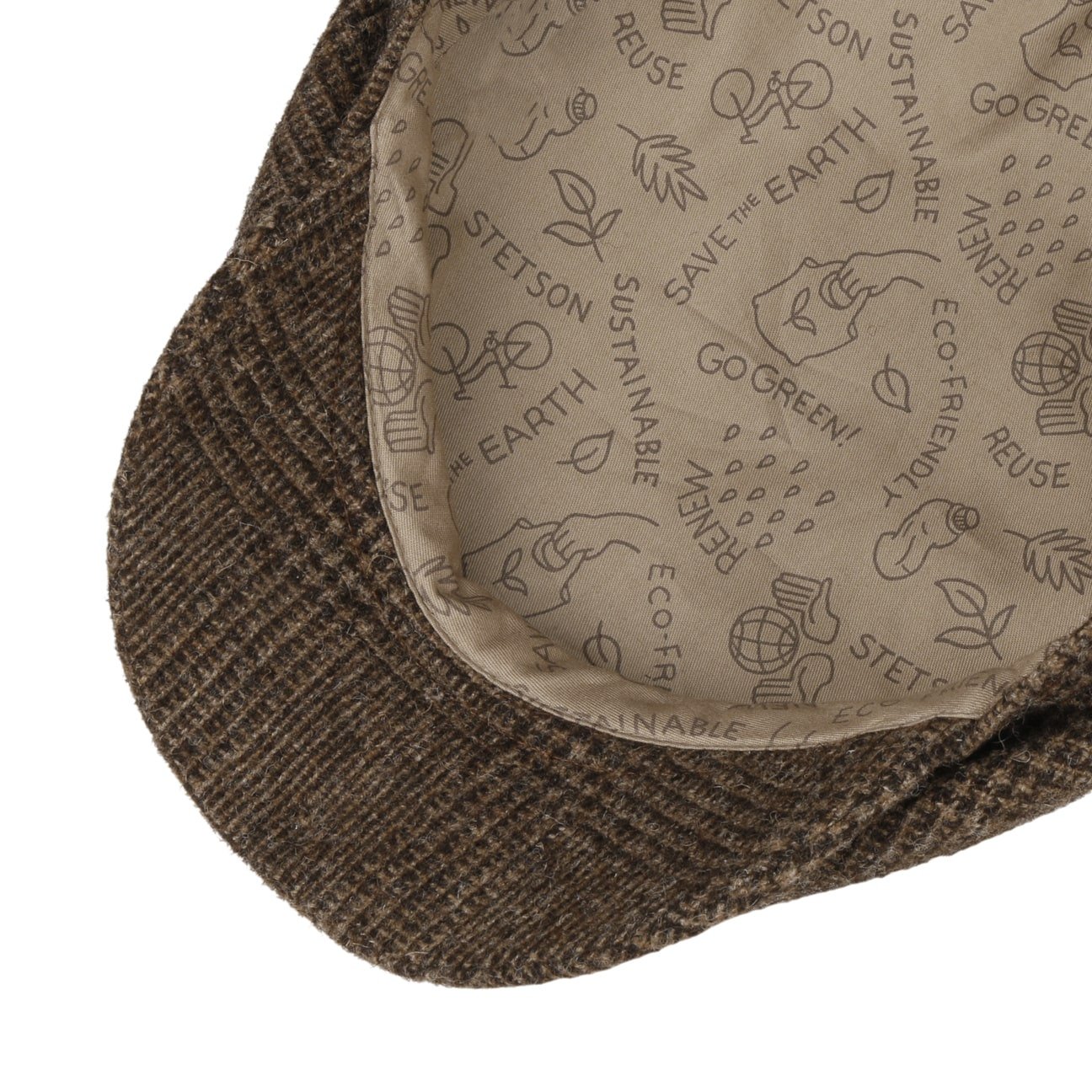 Stetson Sustainable Glencheck Driver Flat Cap - Eco-Friendly Wool Hat for Men | Perfect for Casual Wear, Driving & Outdoor Activities