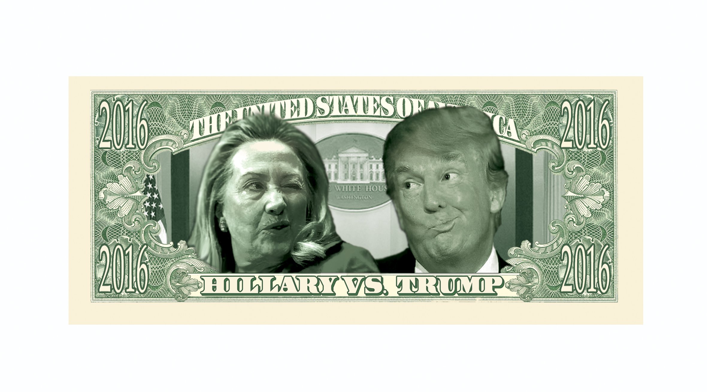 Donald Trump vs Hillary Clinton 2016 Election Novelty Dollar Bill - Collectible Political Memorabilia - Funny Gift for Democrats & Republicans - Perfect for Political Debates, Office Decor & Election Parties