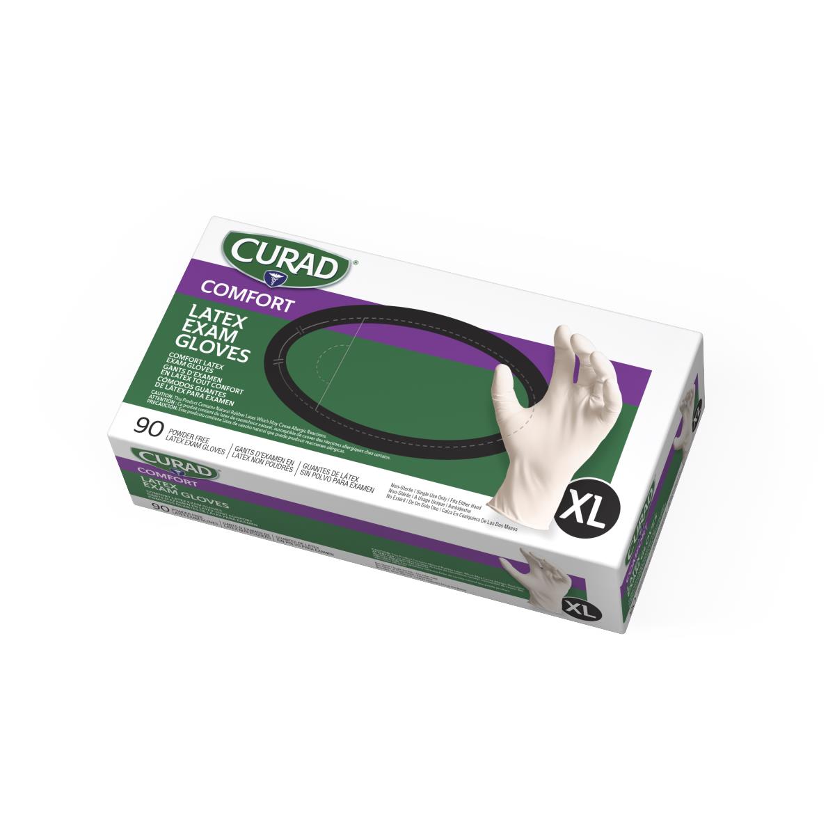 CURAD Powder-Free Textured Latex Exam Gloves - Medical, Dental, Tattoo & Food Handling Disposable Gloves for Professionals