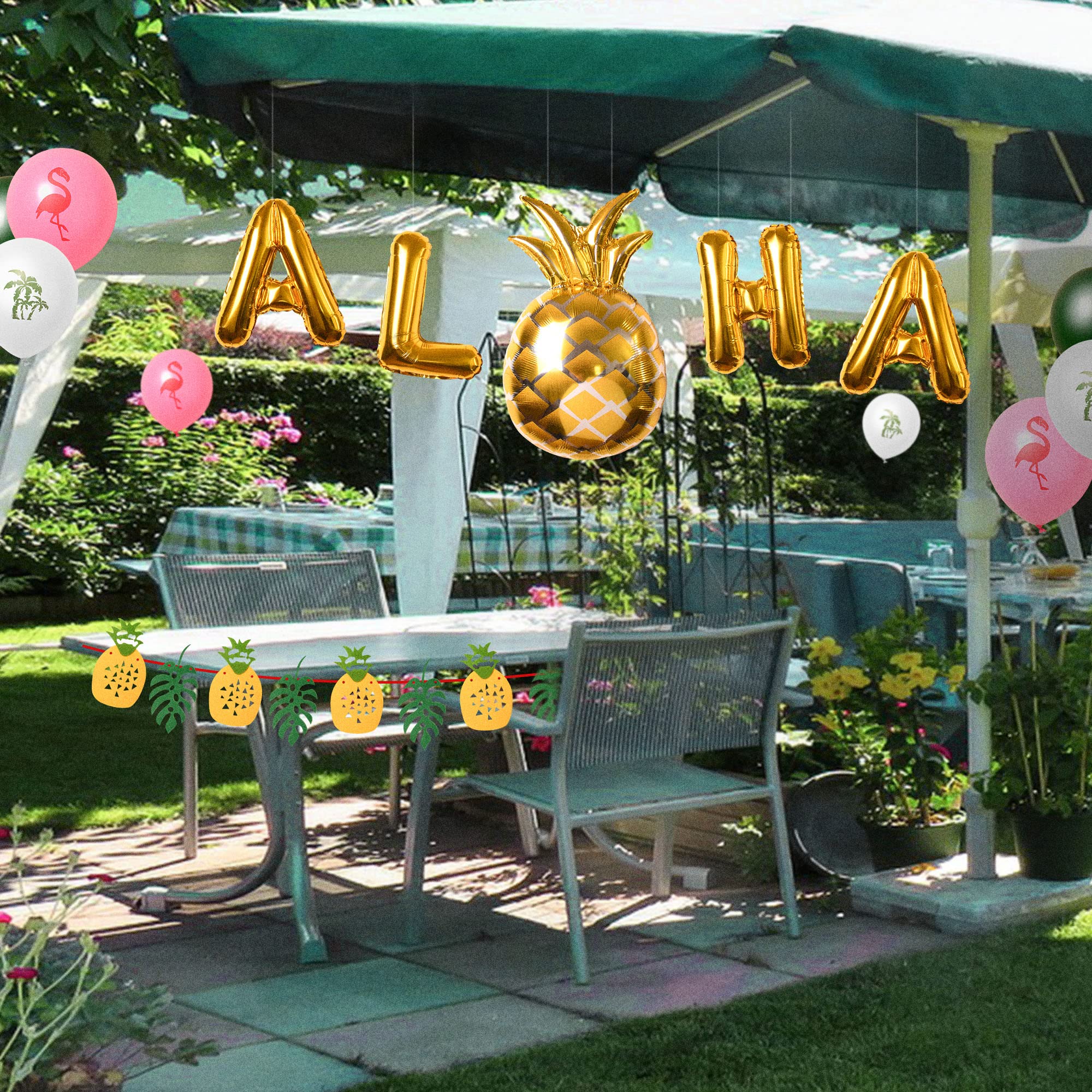 SOLAS Luau Party Decorations Kit - Hawaiian Tropical Birthday Party Supplies with Balloons & Banner - Perfect for Luau Themed Parties, Hawaiian Birthday Celebrations, and Tropical Summer Events - Great for Indoor & Outdoor Decorations