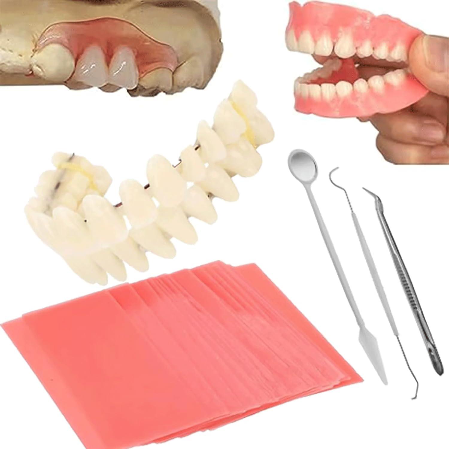 DIY Denture Kit - Full Set of Top & Bottom Fake Teeth for Missing Teeth Repair & Smile Enhancement | Easy & Convenient at Home | Perfect for Cosplay, Halloween, Costume Parties & Dental Emergencies