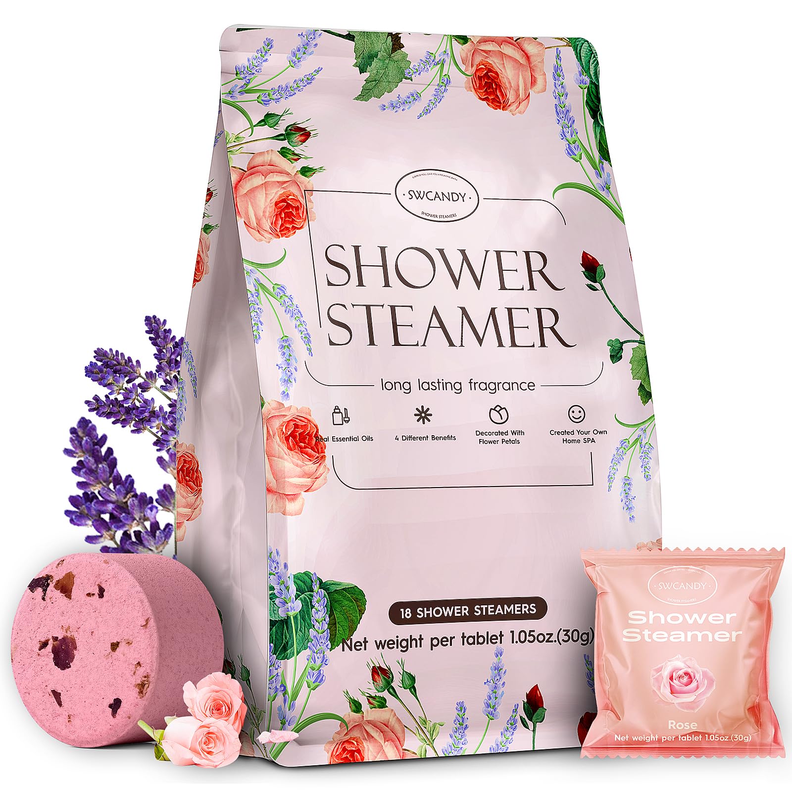 18 Pack Aromatherapy Shower Steamers with Essential Oils - Relaxing Bath Bombs for Women, Perfect Self Care Gift for Mom, Birthday Present & Stocking Stuffer - Use for Stress Relief & Spa-Like Shower Experience