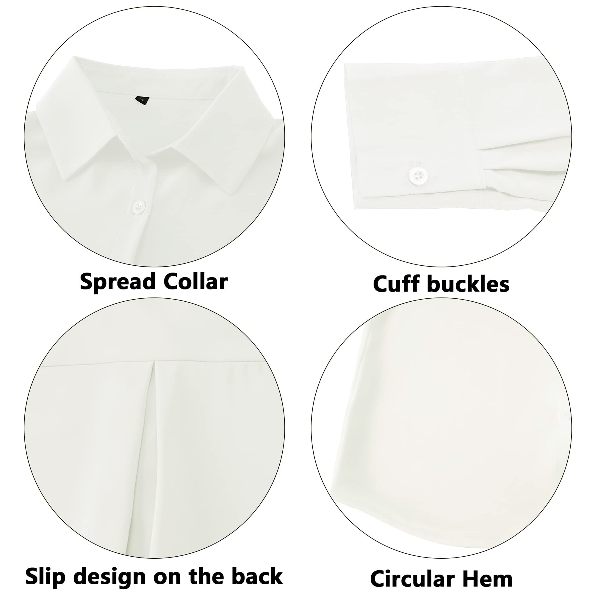 RCL Women's Long Sleeve Chiffon Blouse - Button Down V-Neck Dress Shirt for Office & Casual Wear | Perfect for Business Attire, Work Meetings & Everyday Outfits