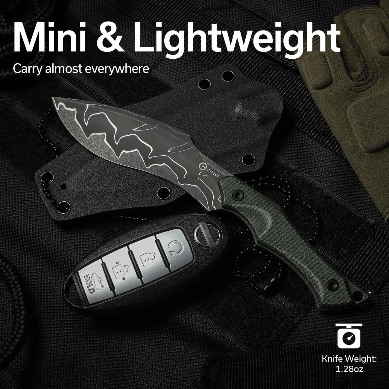 CIVIVI Vaquita II Fixed Blade Knife - EDC Tactical Knife for Outdoor Camping, Hunting & Survival Gear | High Carbon Steel with Sheath