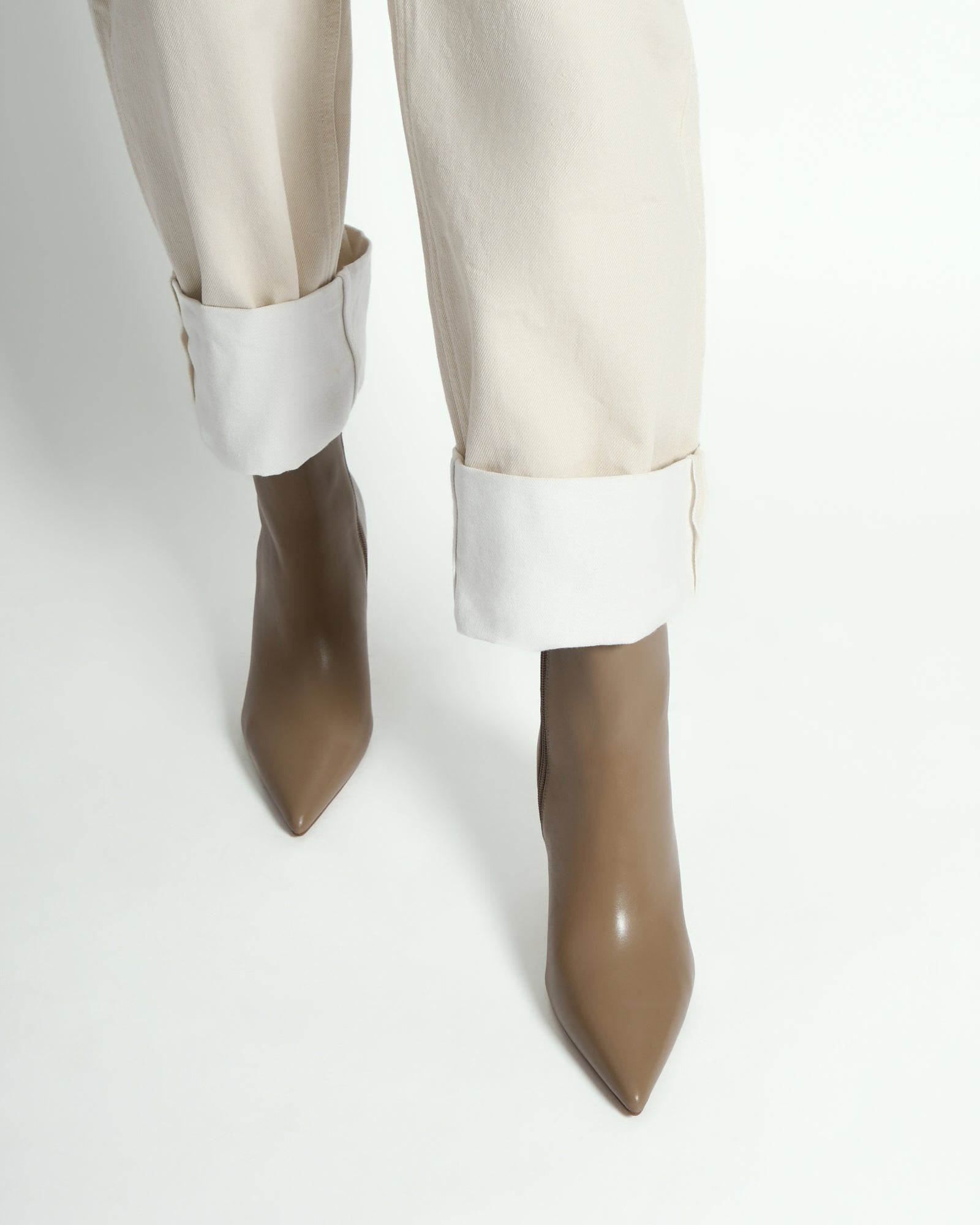 LOTTIE Women's High Ankle Boots Taupe Leather - Stylish Comfort for Fall & Winter Fashion, Office Wear & Casual Outings
