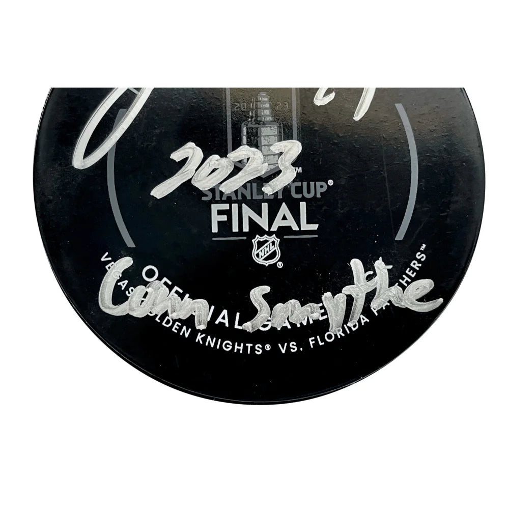 Jonathan Marchessault Autographed Stanley Cup Vegas Golden Knights Official Puck with Conn Smythe Inscription - Collectible Hockey Memorabilia for Fans & Sports Enthusiasts