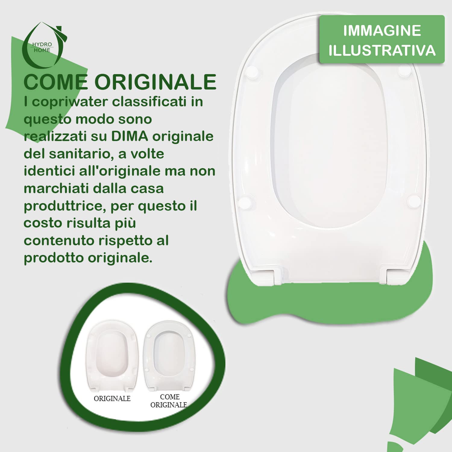 Hydro Home Soft Close White Soho Italian Bath Style Elongated Toilet Seat with Lid - Durable & Comfortable for Modern Bathrooms, Perfect for Home & Hotel Use