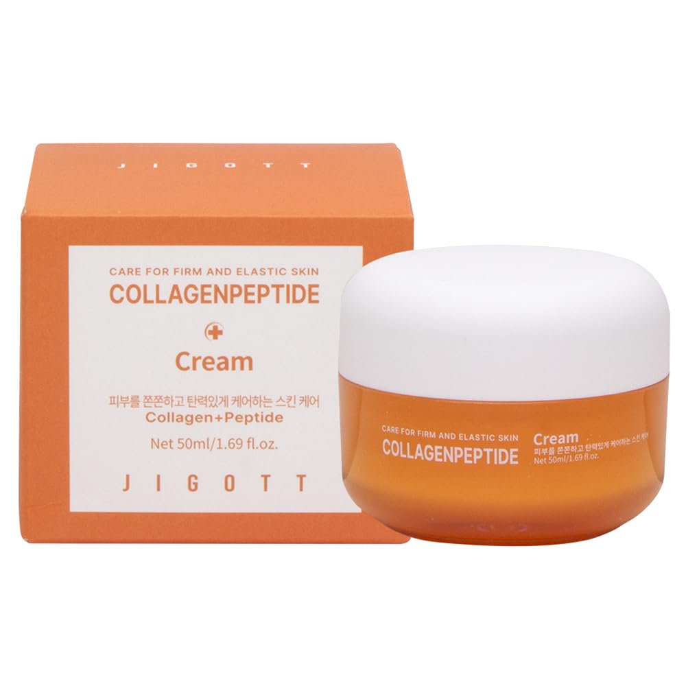 JIGOTT Collagen Peptide Face Cream 50ml - Korean Moisturizing Cream for Firm & Elastic Skin - Anti-Aging & Hydrating Facial Cream - Day & Night Skincare Routine - Made in Korea