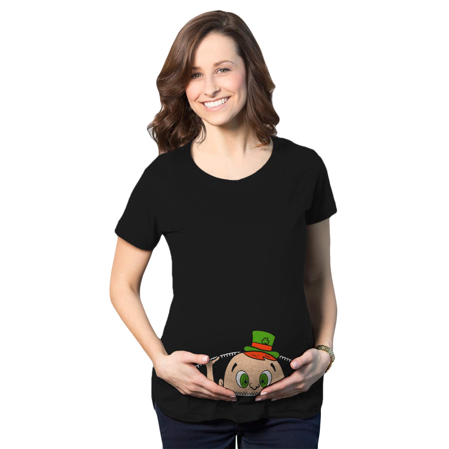 Funny Maternity St. Patrick's Day Baby Peek T-Shirt - Saint Patty Pregnancy Shirt for Expecting Moms | Perfect for Irish-Themed Baby Showers & Gender Reveals