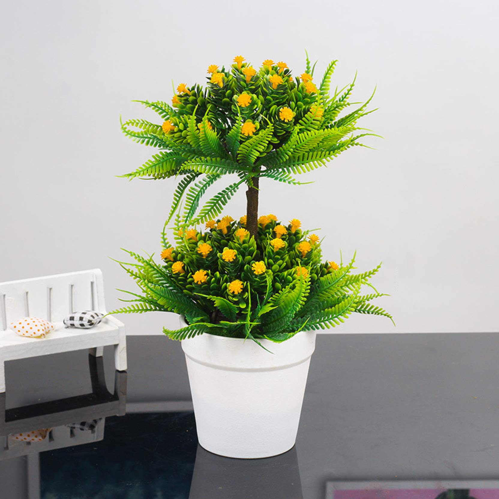KKONION Artificial Bonsai Tree - Realistic Faux Pine Bonsai Plant for Home & Office Decor - Perfect for Bedroom, Bookshelf, Living Room, and Desk Decoration