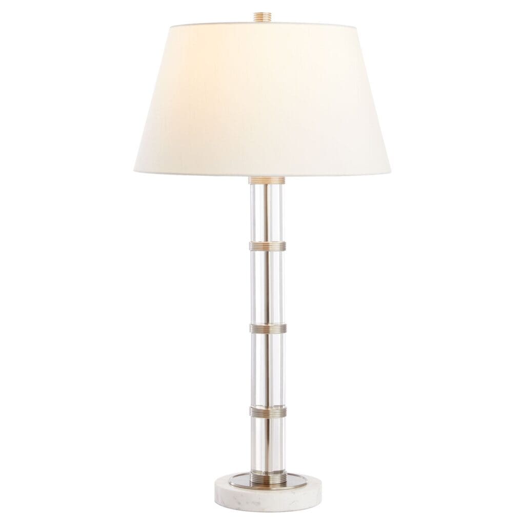 Cyan Design 11712 Silvia Table Lamp - Polished Nickel, Acrylic & White Shade - Modern Bedside Lighting for Bedroom, Living Room, or Office