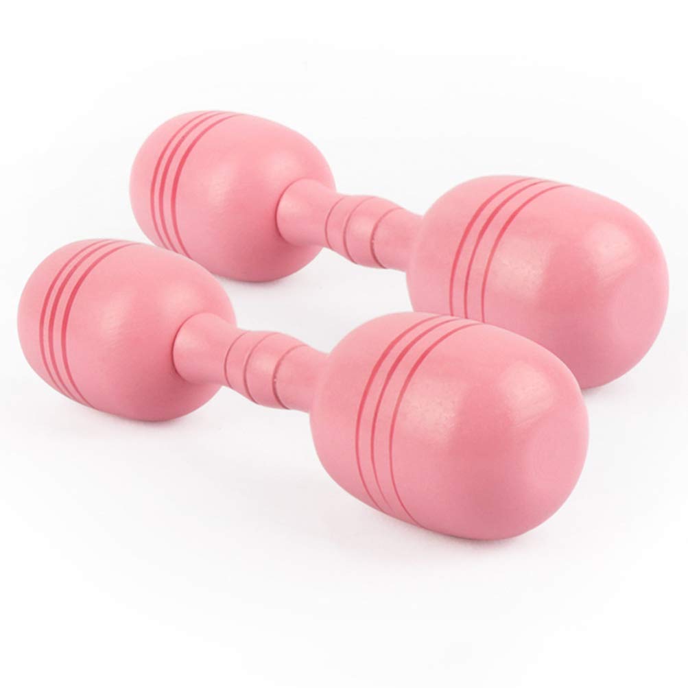 Garneck 1 Pair 300g Pink Wooden Dumbbell Set - Kids Exercise Hand Weights, Home Gym Equipment & Fitness Training Toys for Children - Perfect for Indoor Workouts, Playroom Activities & Beginner Strength Training