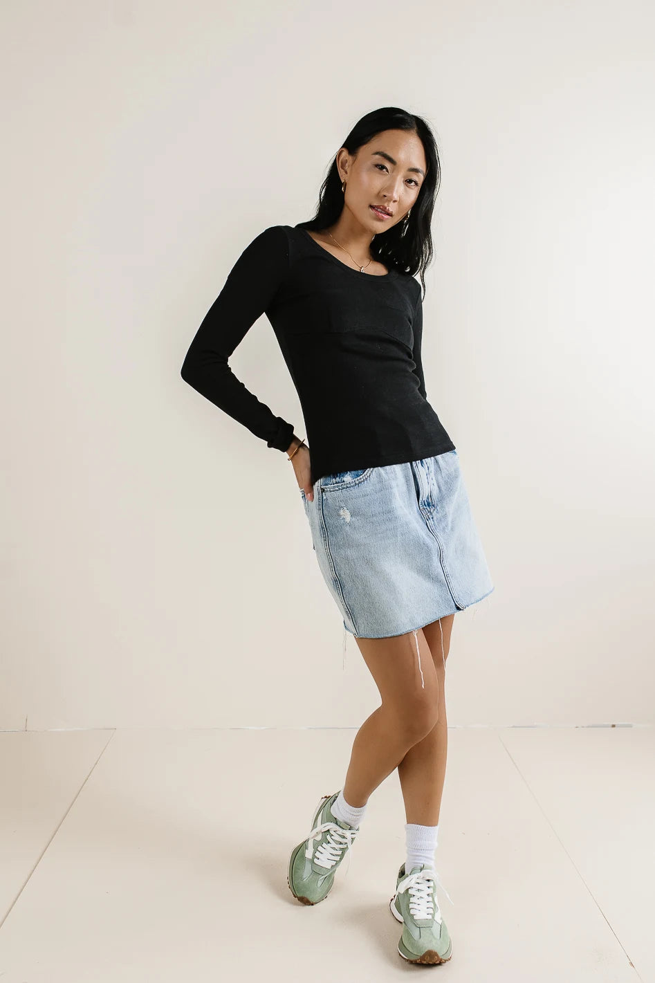 Jayla Knit Top for Women - Soft Stretch Black T-Shirt | Casual & Layering Essential | Perfect for Work, Weekend & Travel Outfits
