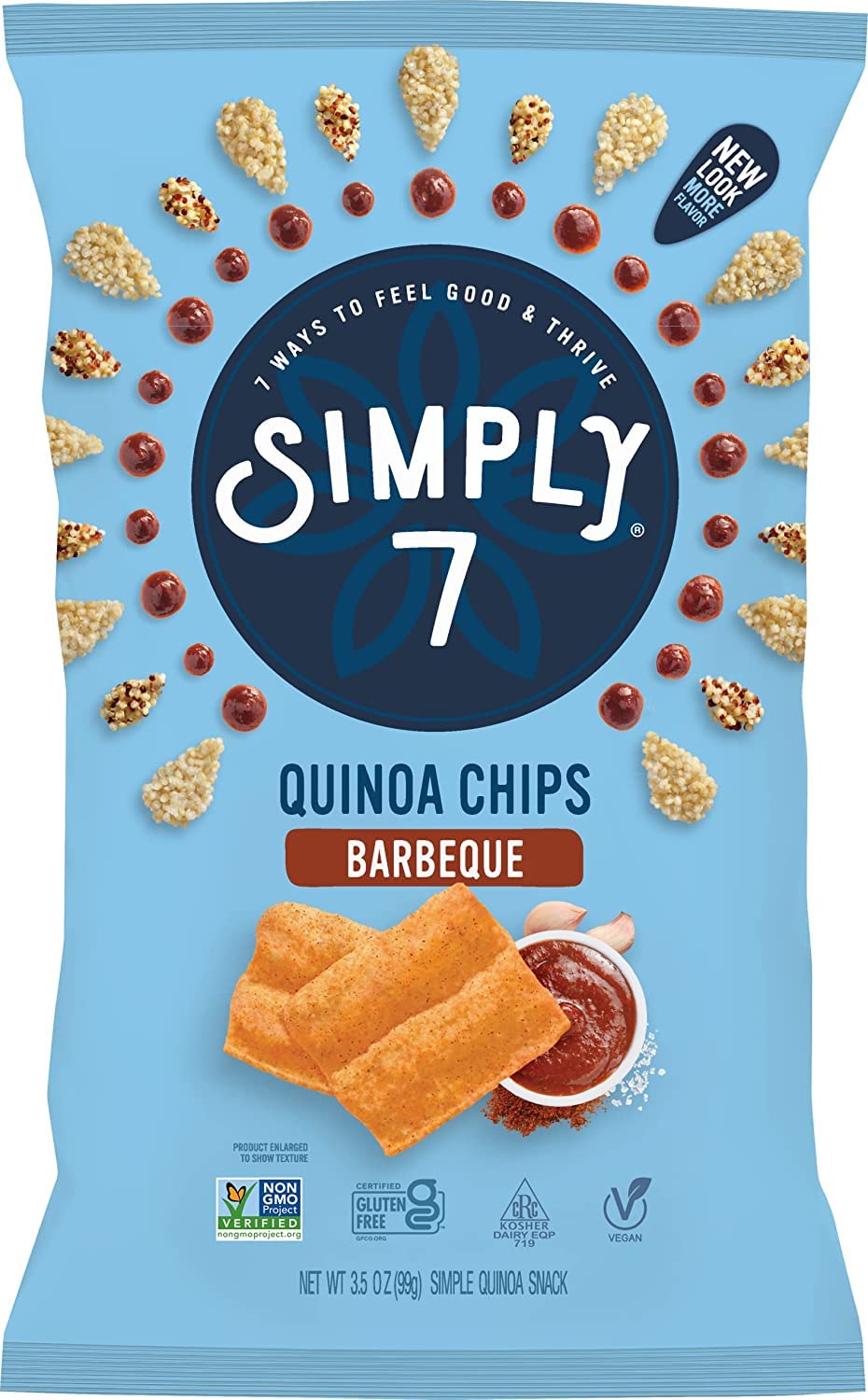 Simply 7 BBQ Flavored Quinoa Chips - Gluten Free, Non-GMO, Vegan Snacks - 3.5oz (8 Pack) - Perfect for Parties, Picnics & Healthy On-the-Go Snacking