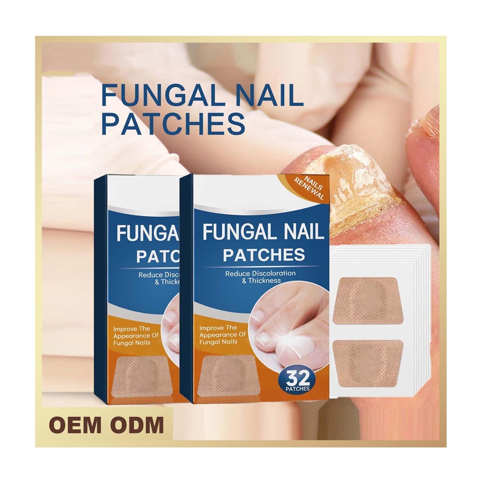 64 Pcs Nail Repair Patches - Damaged Nail Treatment for Cracked & Discolored Nails (Cream) | Strengthen & Beautify Nails for Salon-Quality Results at Home