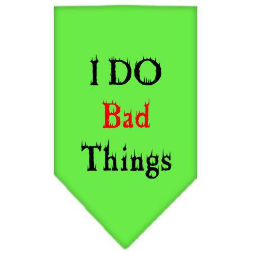 Custom Screen Printed Pet Bandana - 'I Do Bad Things' Funny Dog Bandana in Turquoise, Large Size | Perfect for Pet Parties, Costume Events & Photo Shoots