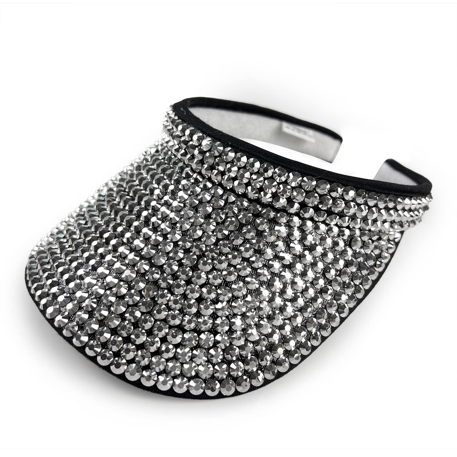 Sparkly Victoria Sun Visor Hat for Women - Rhinestone Embellished UPF 50+ UV Protection Beach Hat - Fashionable Outdoor Golf & Sports Visor - Perfect for Pool Parties, Summer Vacations and Outdoor Activities