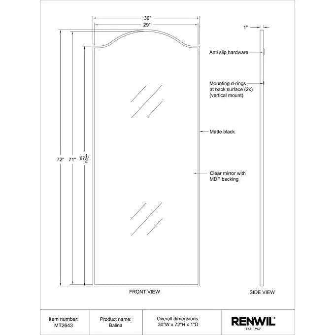 Balina Mirror - Full Length Wall Mirror with Adjustable Tilt, Shatterproof Glass for Bedroom, Living Room, Bathroom & Dressing Room - Modern Home Decor & Space Enhancer