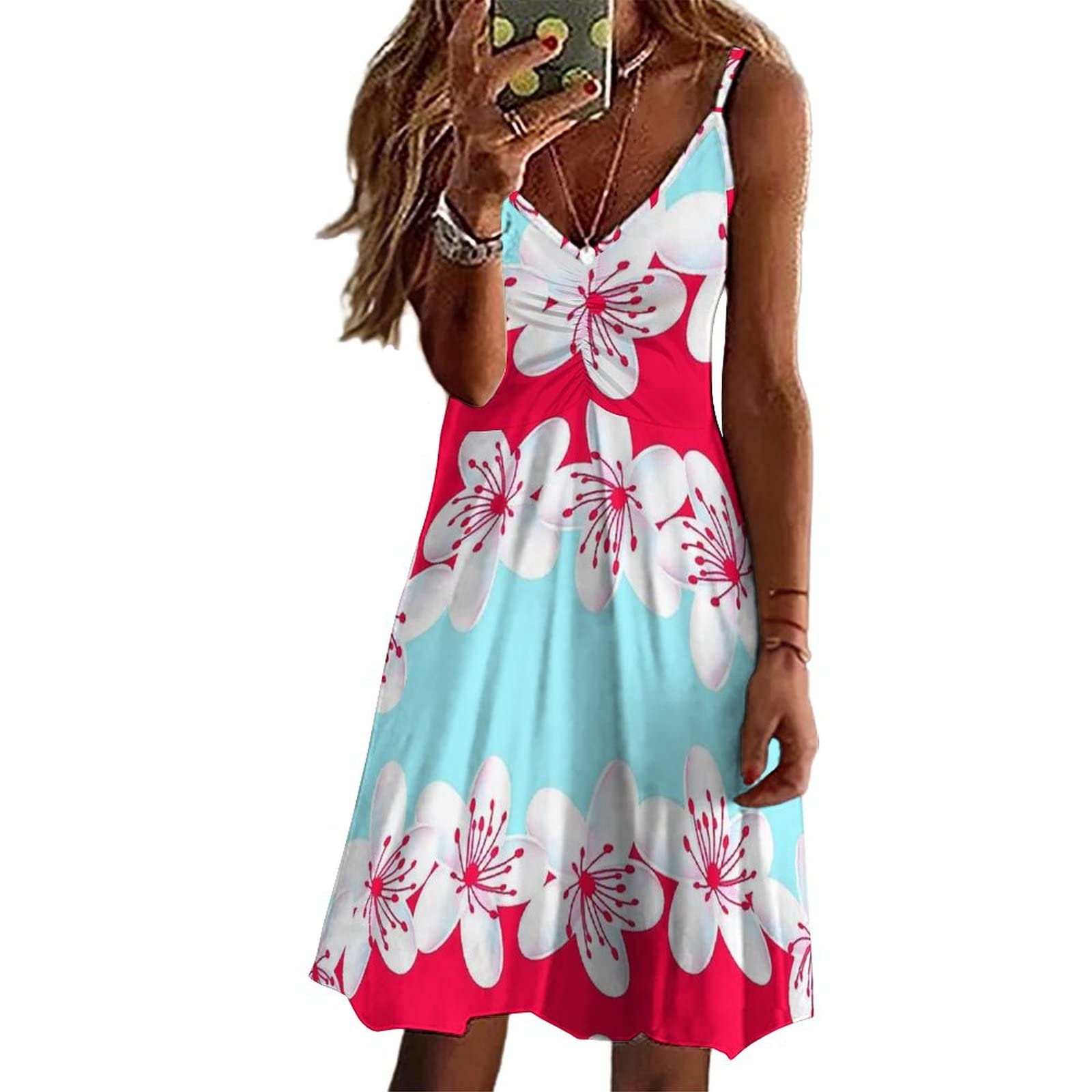 Women's Sleeveless Split Maxi Dress - Flowy Summer Beach Dress for Vacation, Pool Party & Boho Outfit