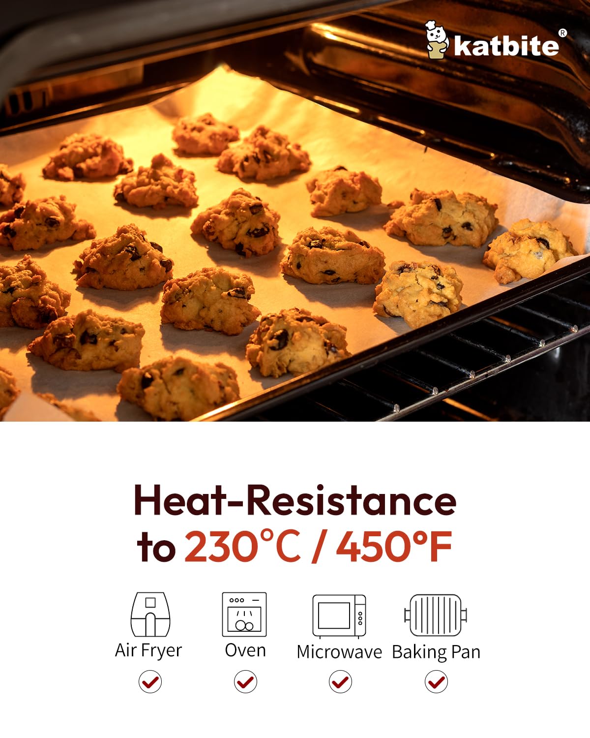 Katbite 16x24 Inch Heavy Duty Parchment Paper Sheets - 100Pcs Precut Non-Stick Baking Paper for Oven, Grill & Air Fryer | Perfect for Cookies, Roasting, Steaming & Meal Prep | Commercial & Home Kitchen Use